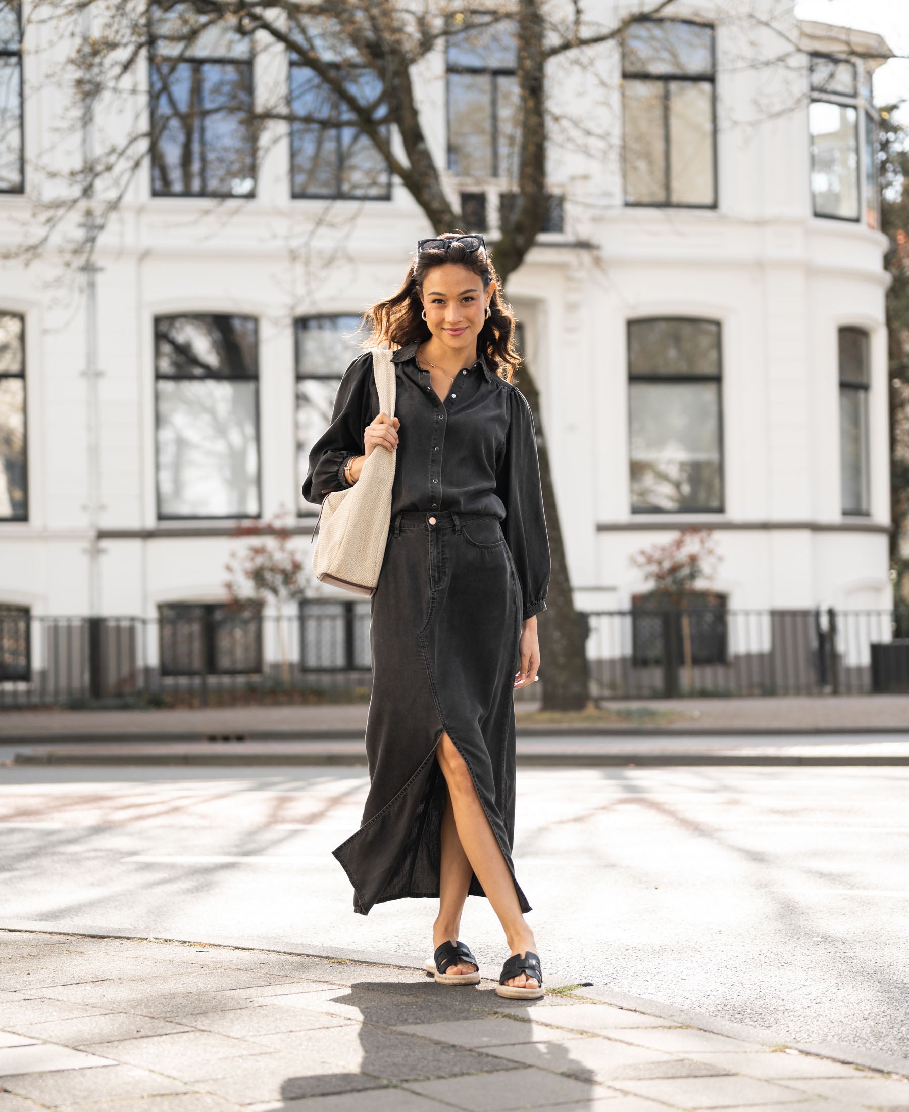 Jeansrock aus Tencel LA JOSEPH Holzkohle