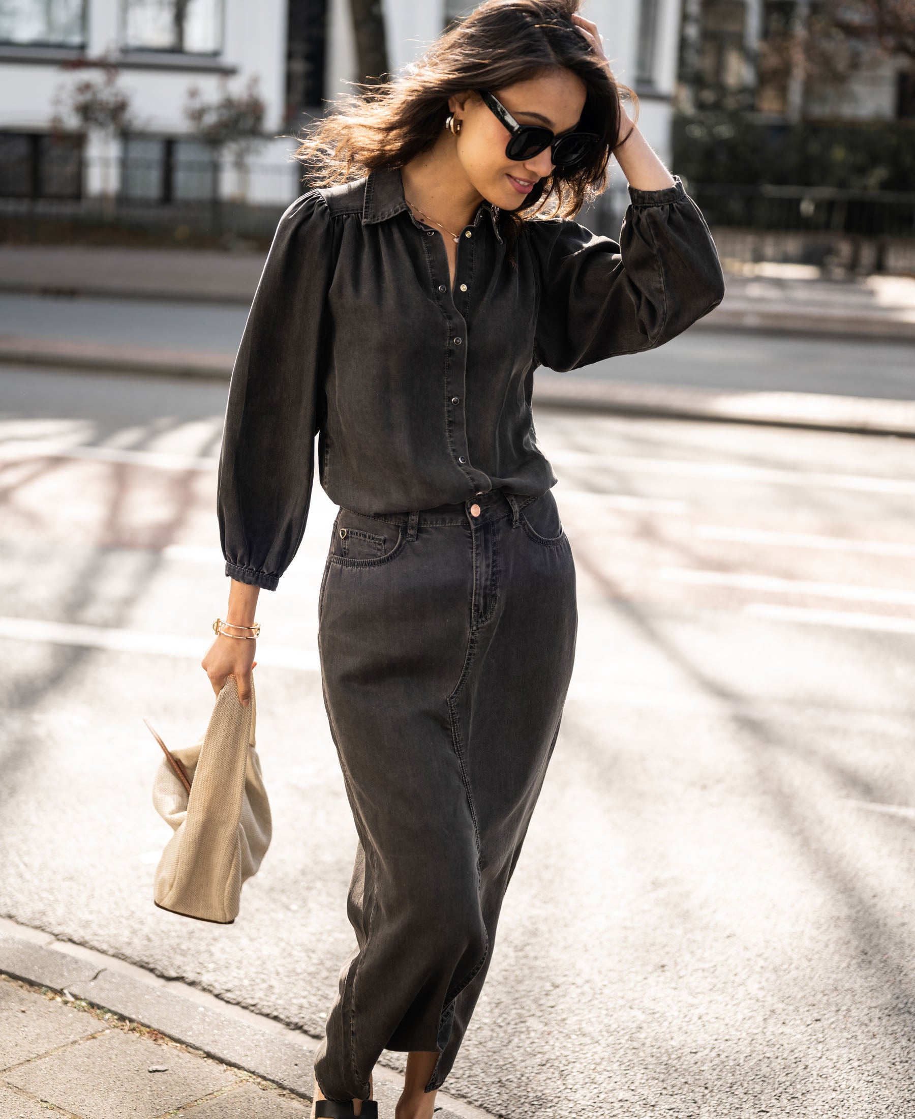 Tencel jeansblouse LA RIVA Charcoal