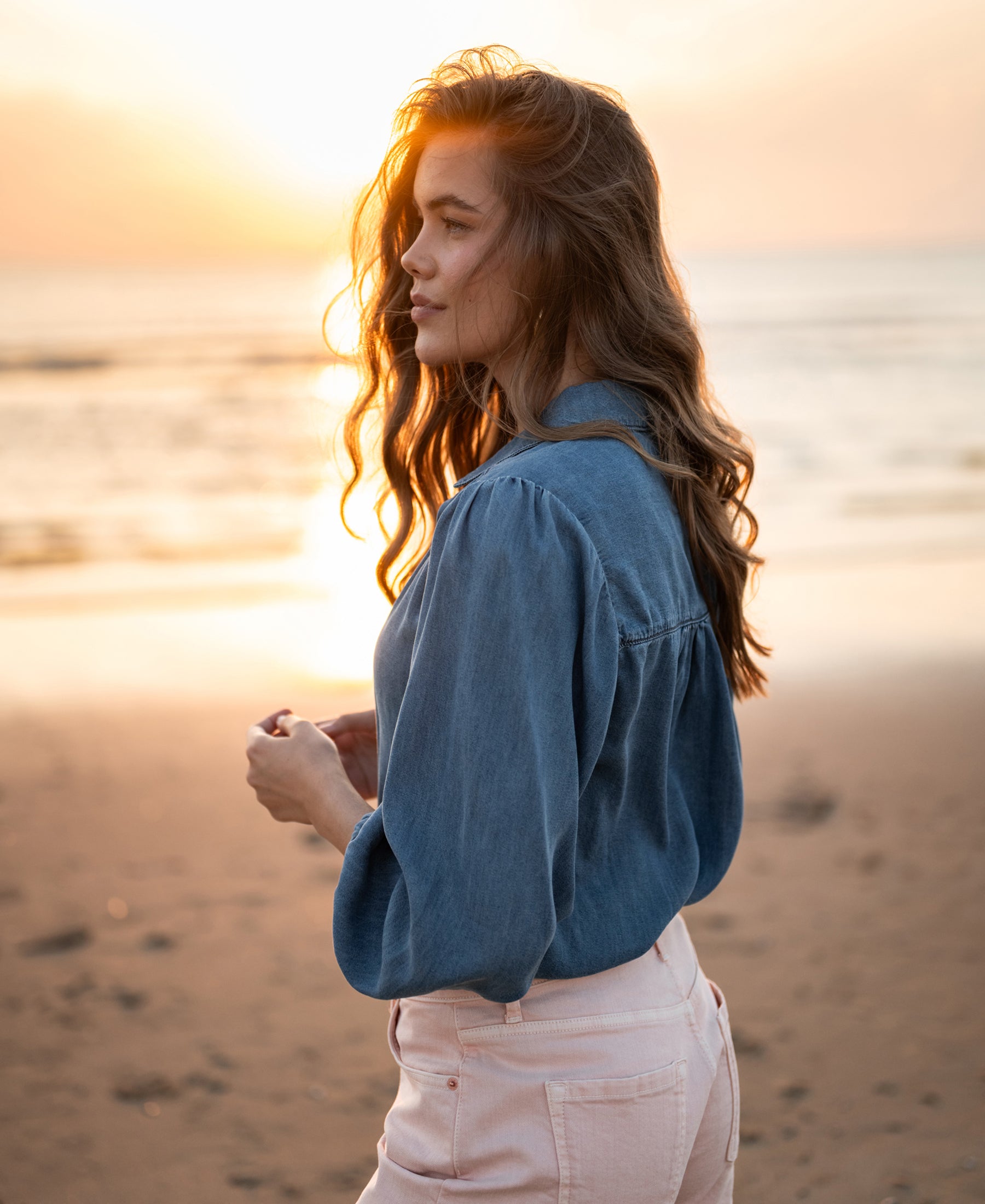 Tencel jeansblouse LA RIVA Stonewash