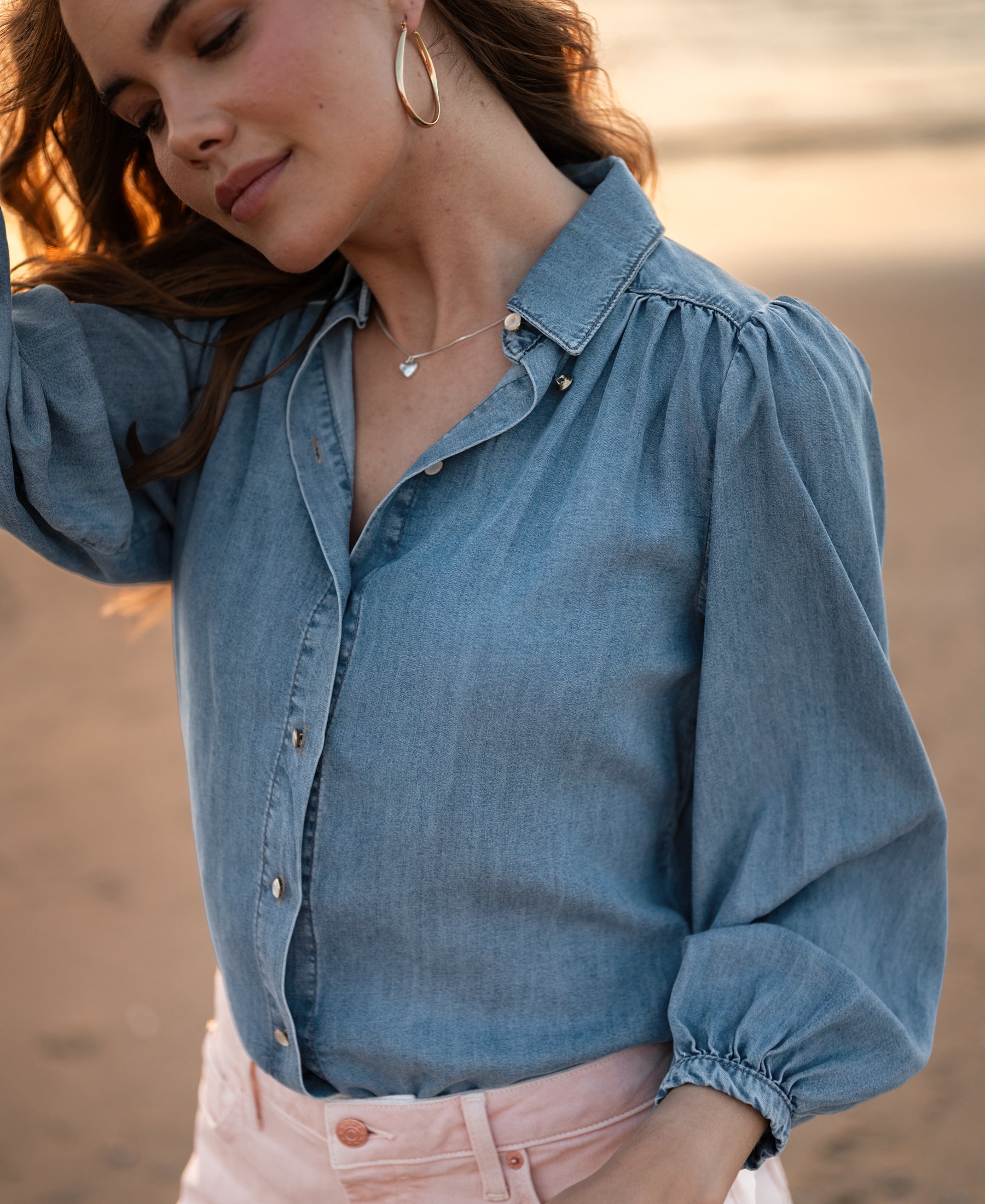 Tencel jeansblouse LA RIVA Stonewash