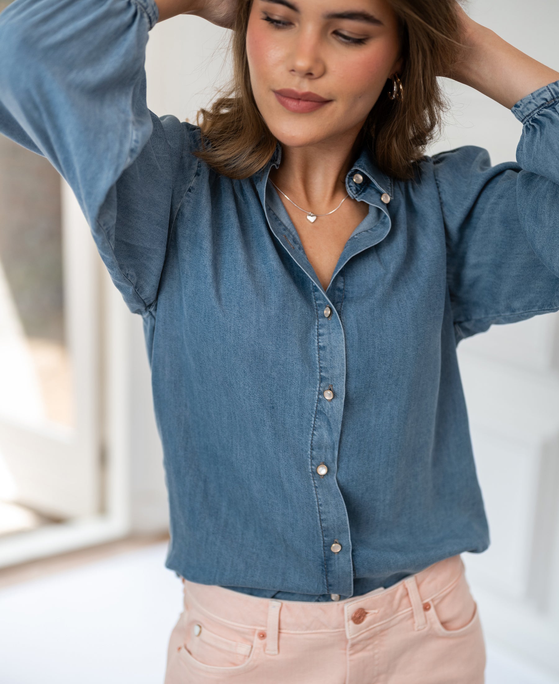 Tencel jeansblouse LA RIVA Stonewash