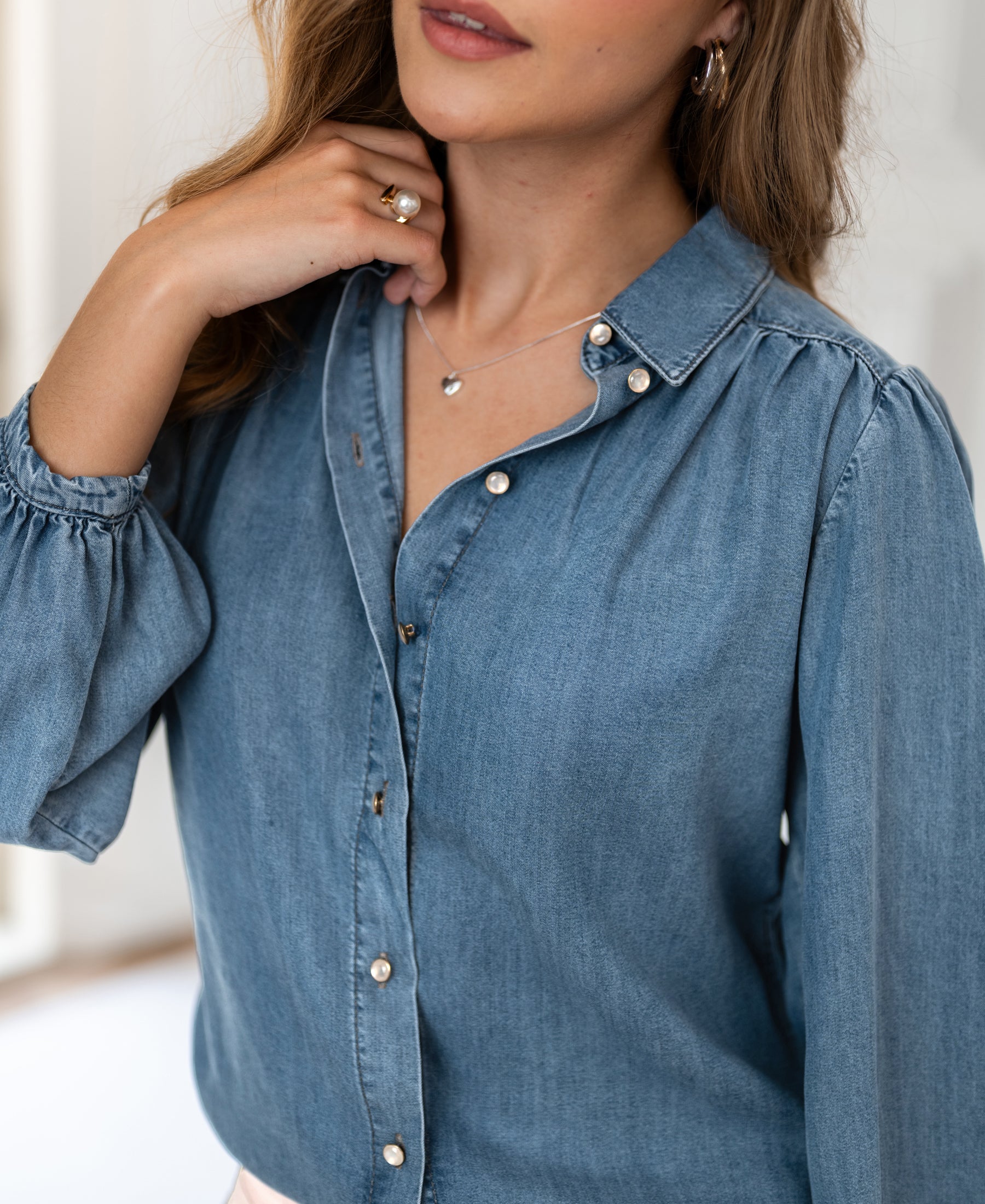 Tencel jeansblouse LA RIVA Stonewash
