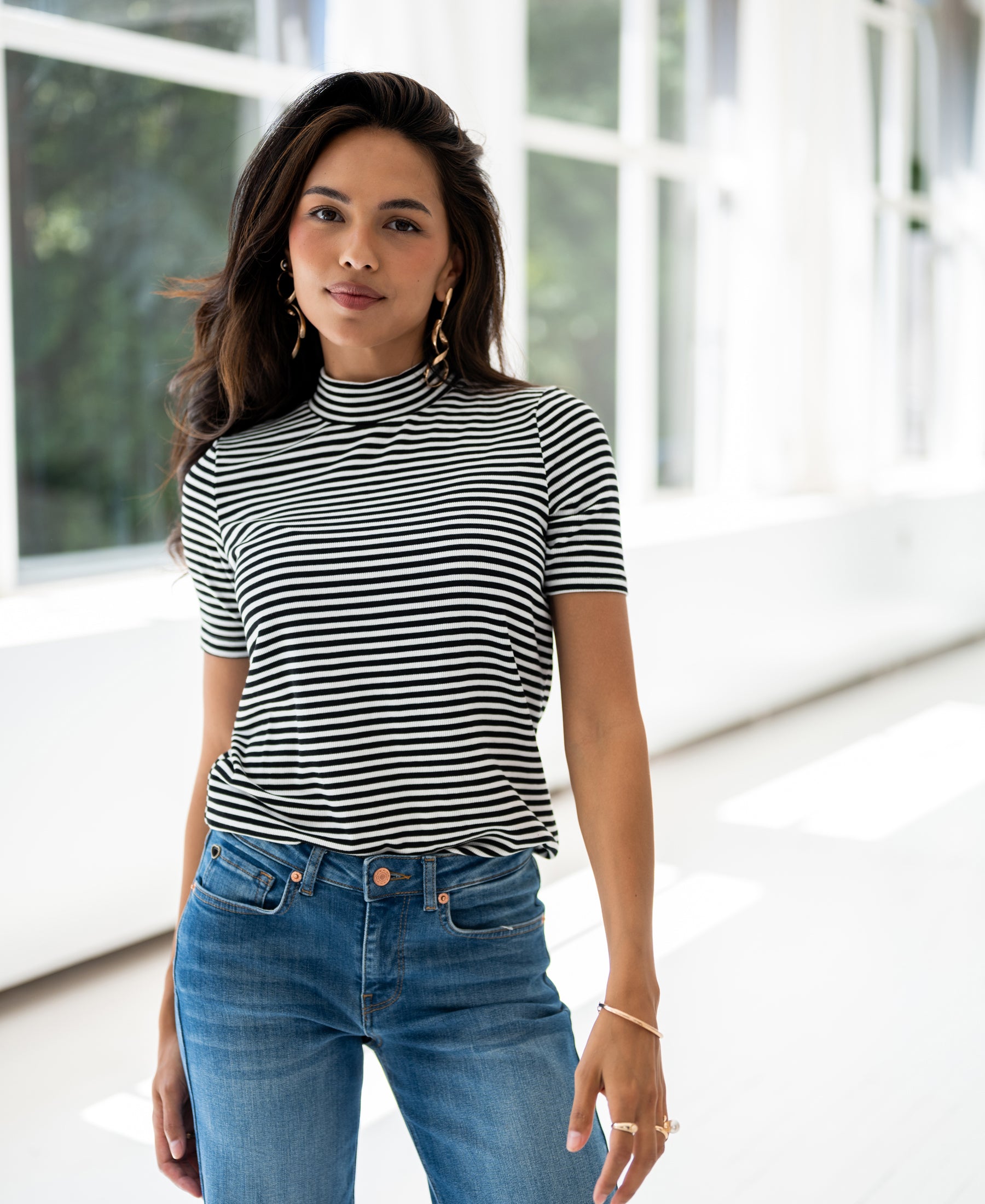 Rib turtleneck LA RIXY white-black