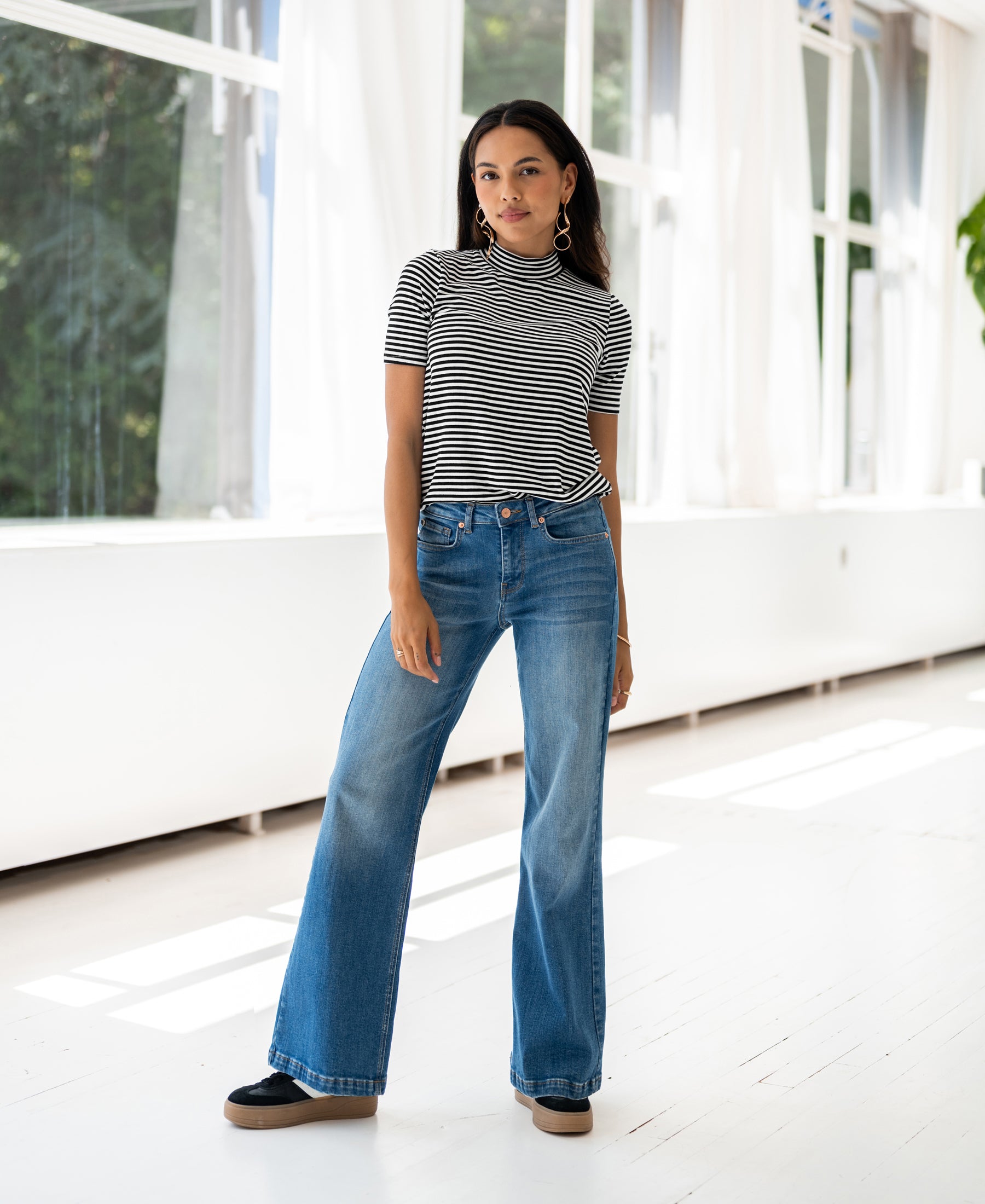 Rib turtleneck LA RIXY white-black