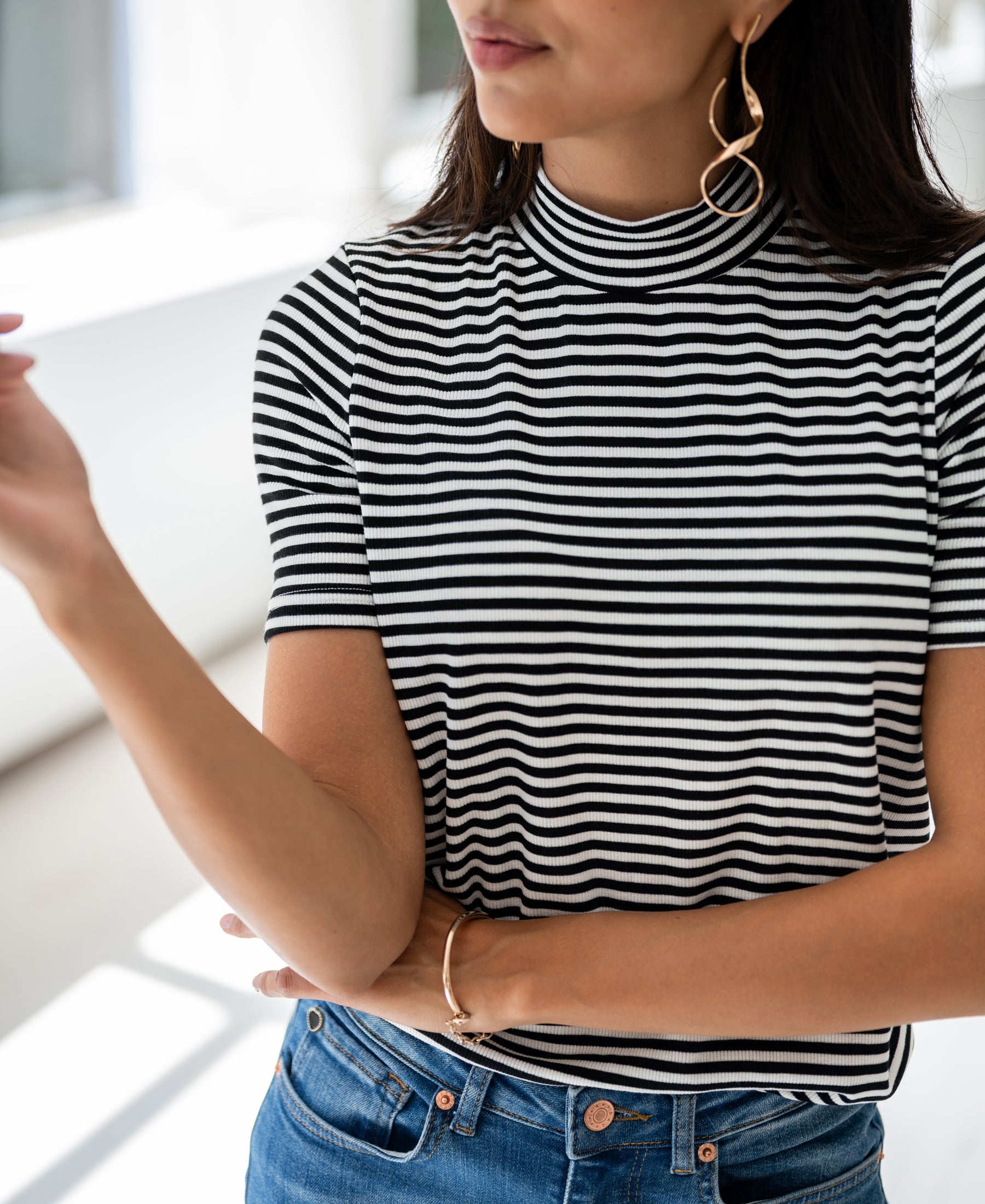 Rib turtleneck LA RIXY white-black