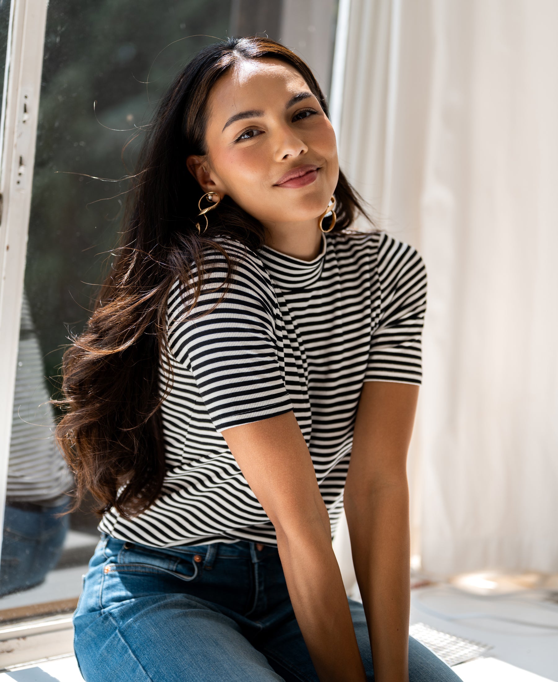 Rib turtleneck LA RIXY white-black