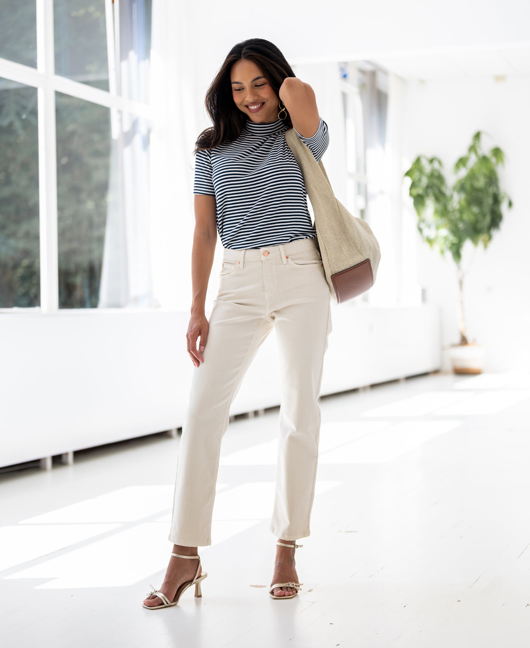 Rib turtleneck LA RIXY White-dark blue