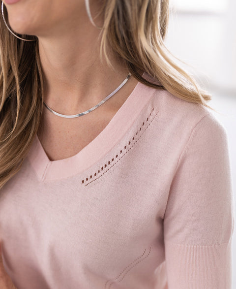 V-neck sweater LA KATE Soft pink