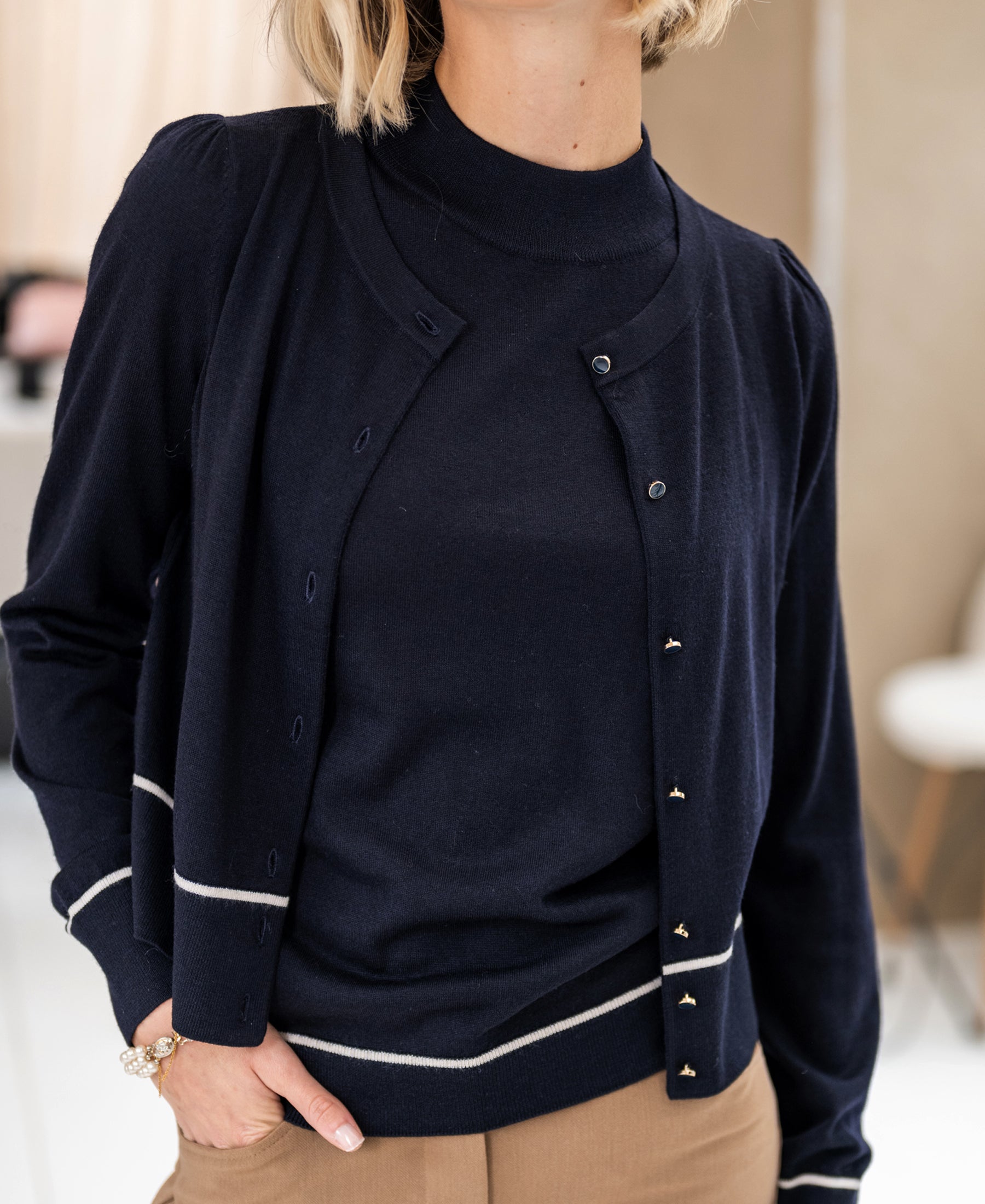 Merinotop LE GABRIEL Darkblue-Ivory