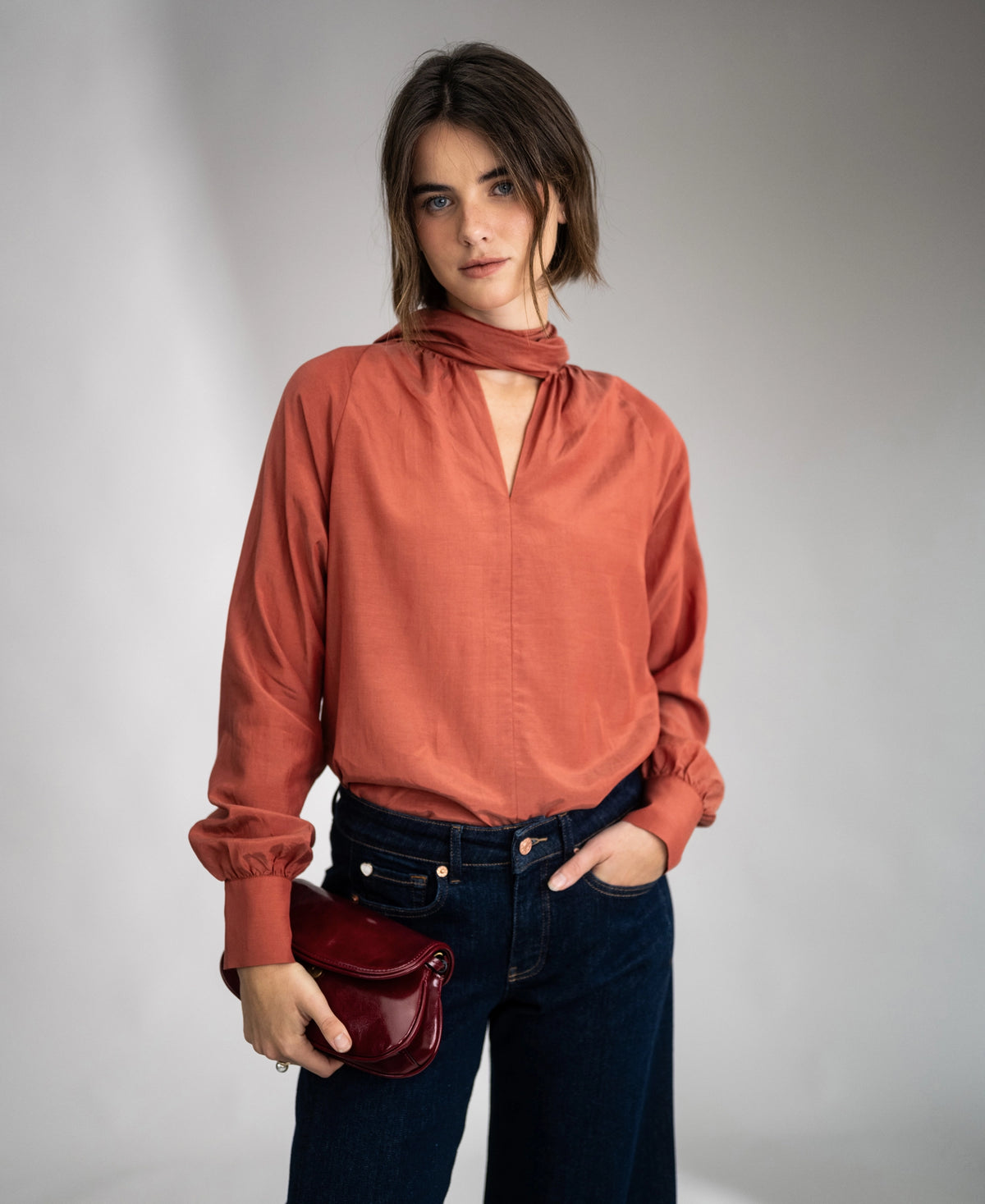 Voile blouse with bow LA SATINEE Terra
