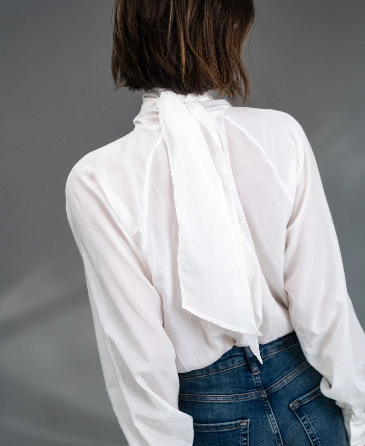 Voile blouse with bow LA SATINEE Ivory