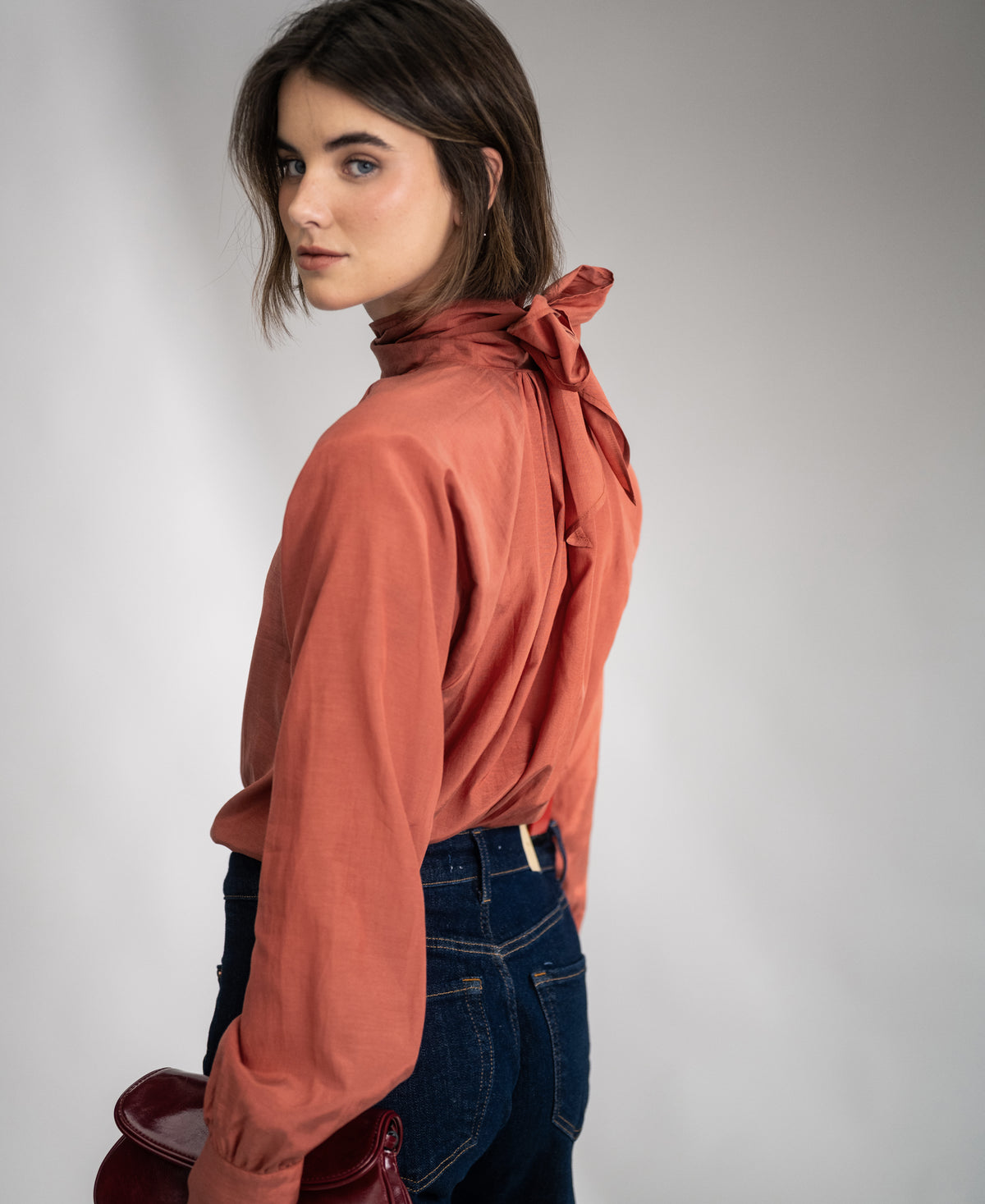Voile blouse with bow LA SATINEE Terra