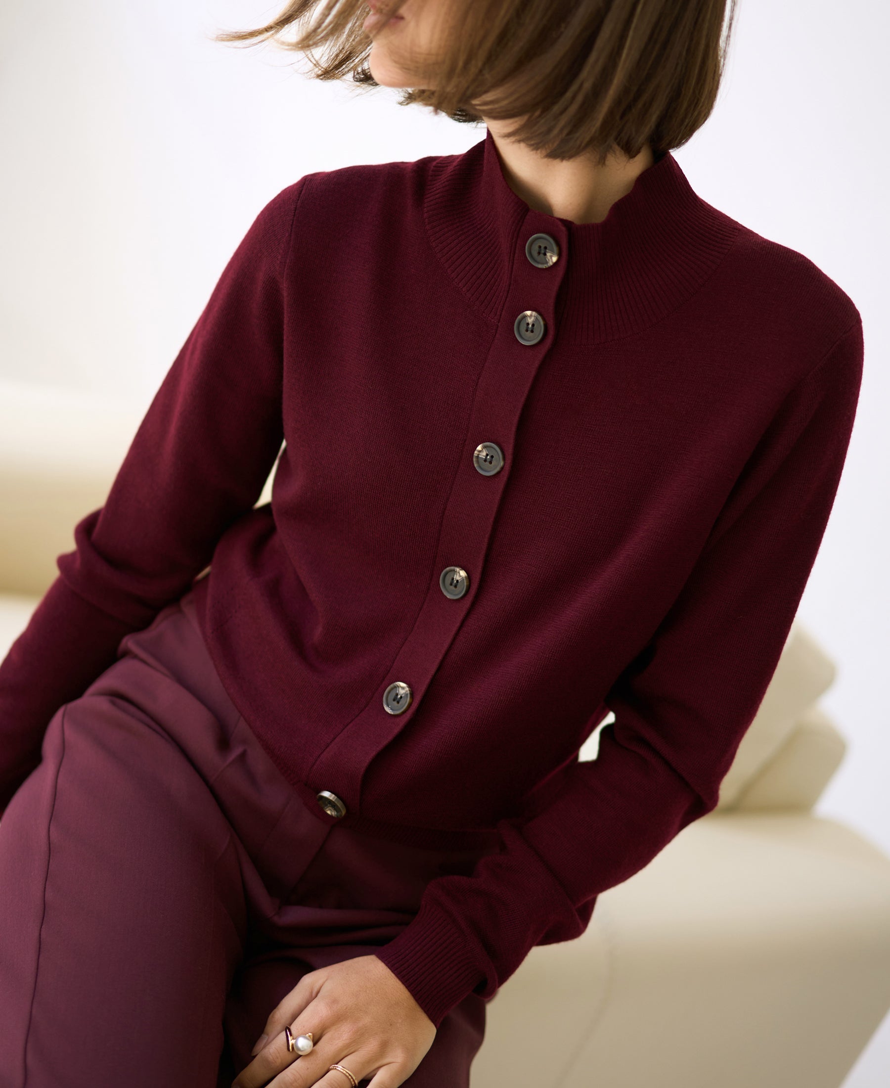 Merino vest met col LES SEIZE Bordeaux