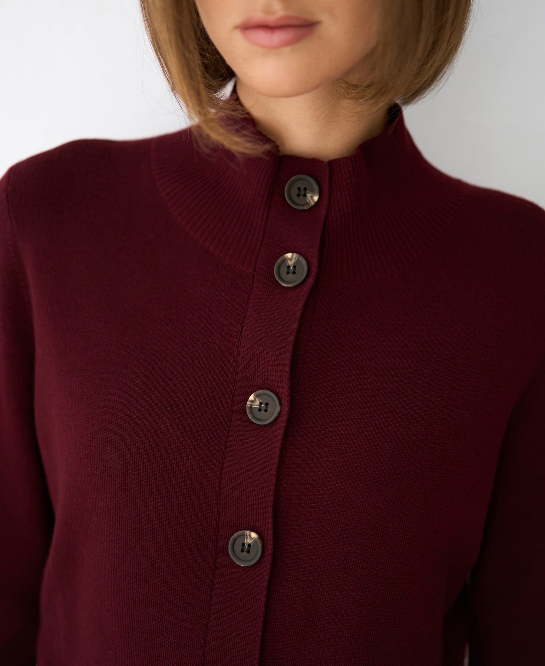 Merino vest met col LES SEIZE Bordeaux