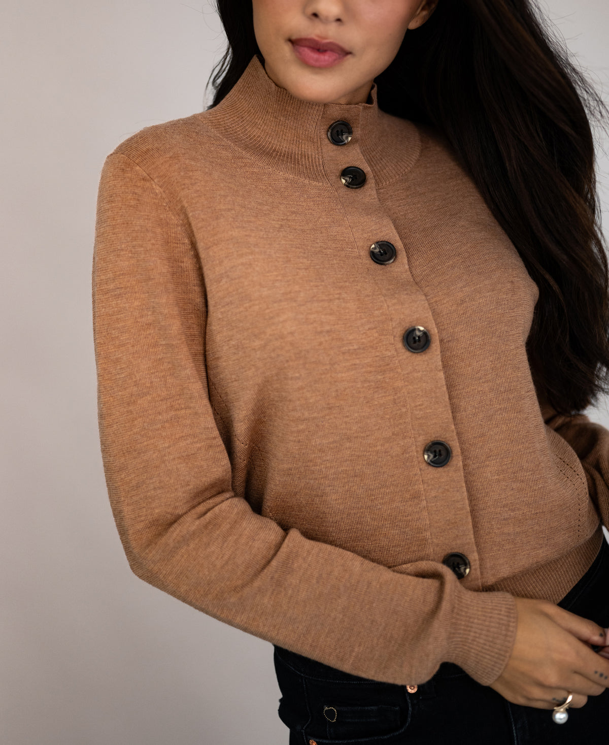 Merino vest met col LES SEIZE Chai tea