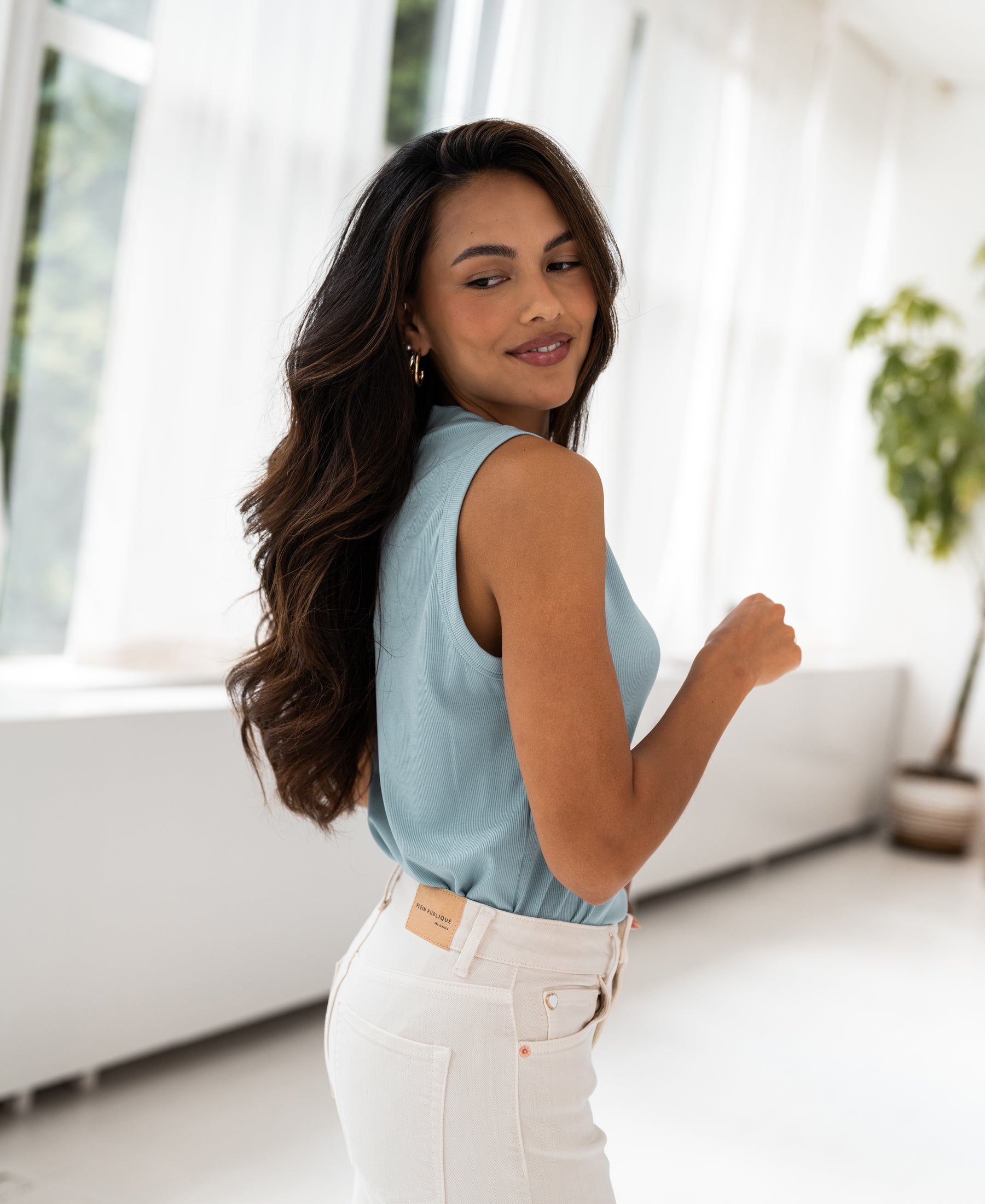 Lyocel basic tanktop lichtblauw