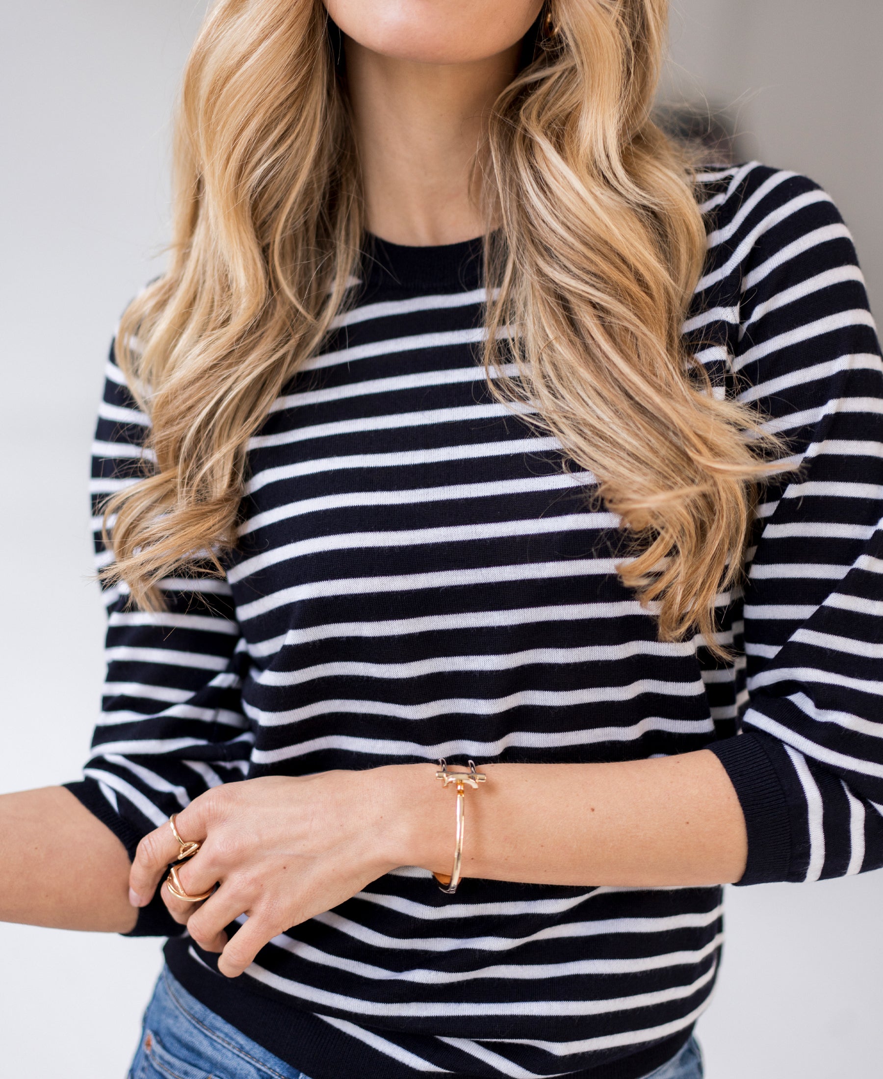 Streepjes trui LA SITGES Donkerblauw-Ivoor