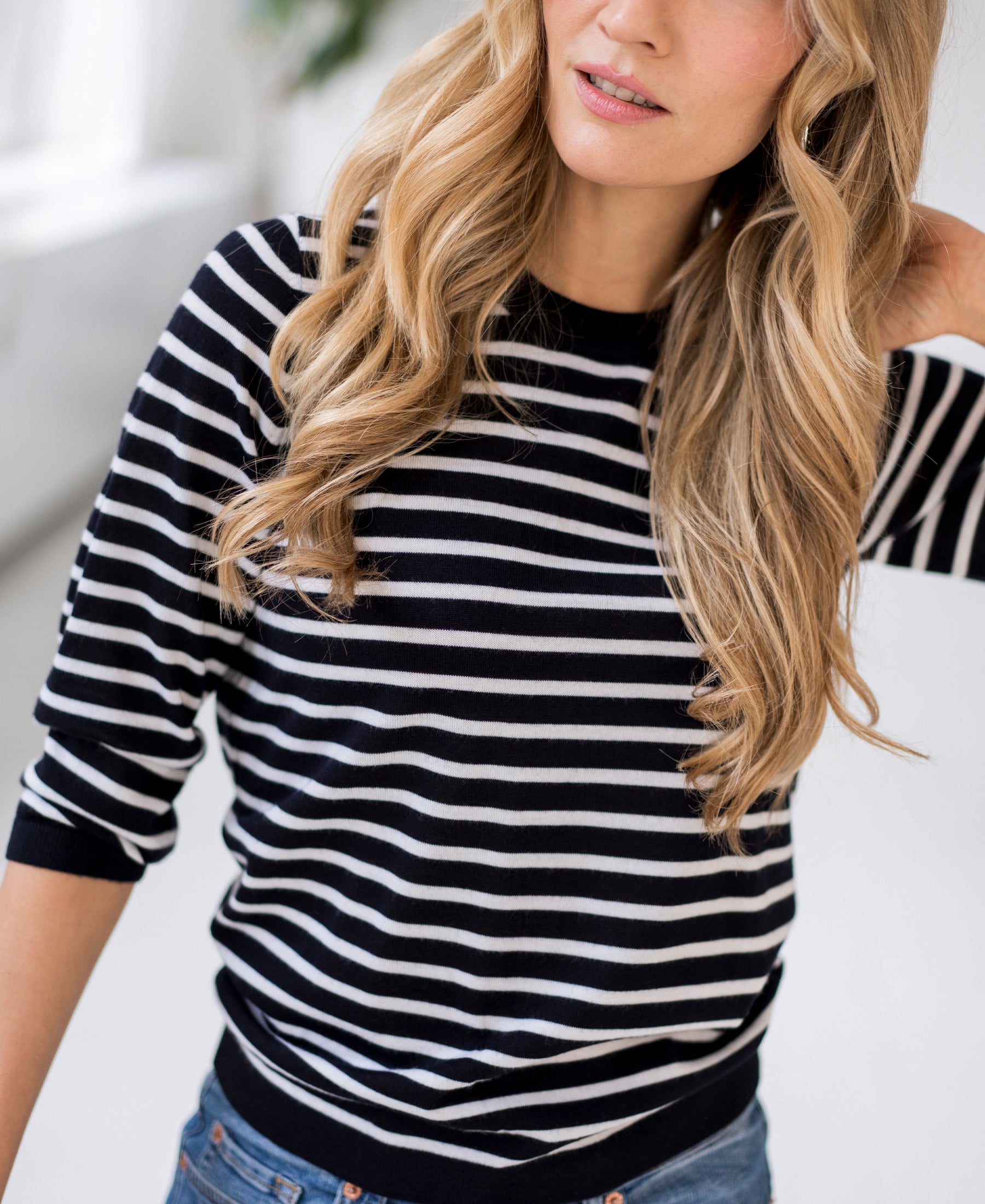 Streepjes trui LA SITGES Donkerblauw-Ivoor