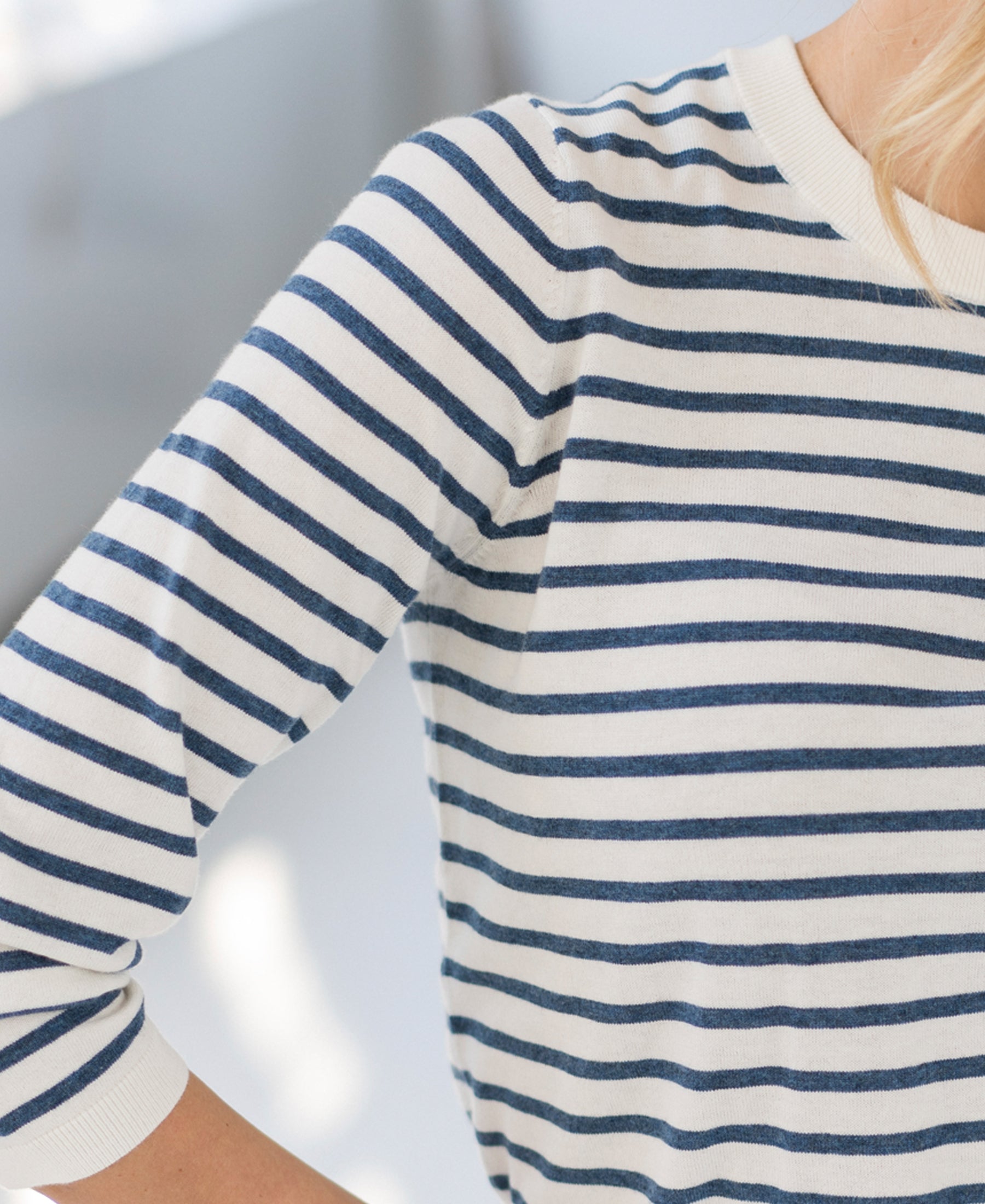 Gestreifter Pullover LA SITGES Ivory-Jean blau