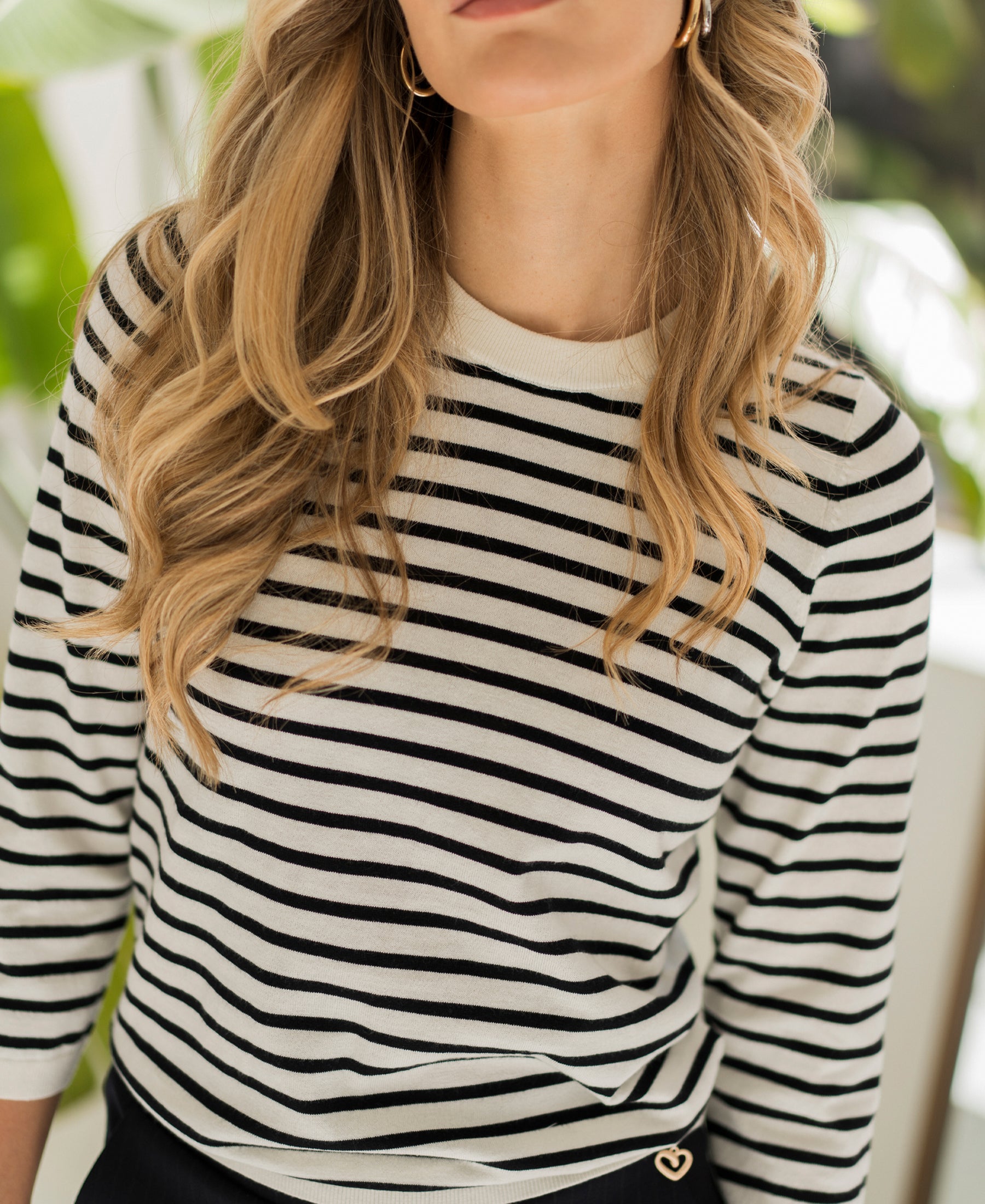 Gestreifter Pullover LA SITGES Elfenbein-Schwarz