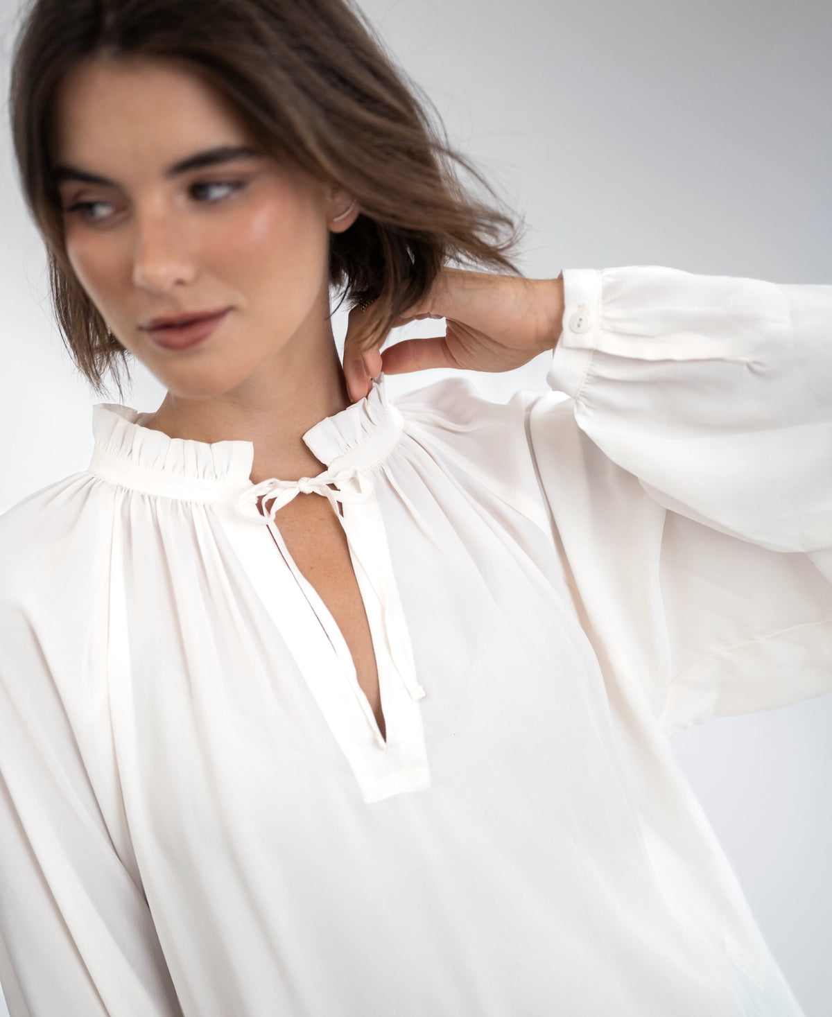 Blouse met strikkoordjes LA SOLENE Ivoor
