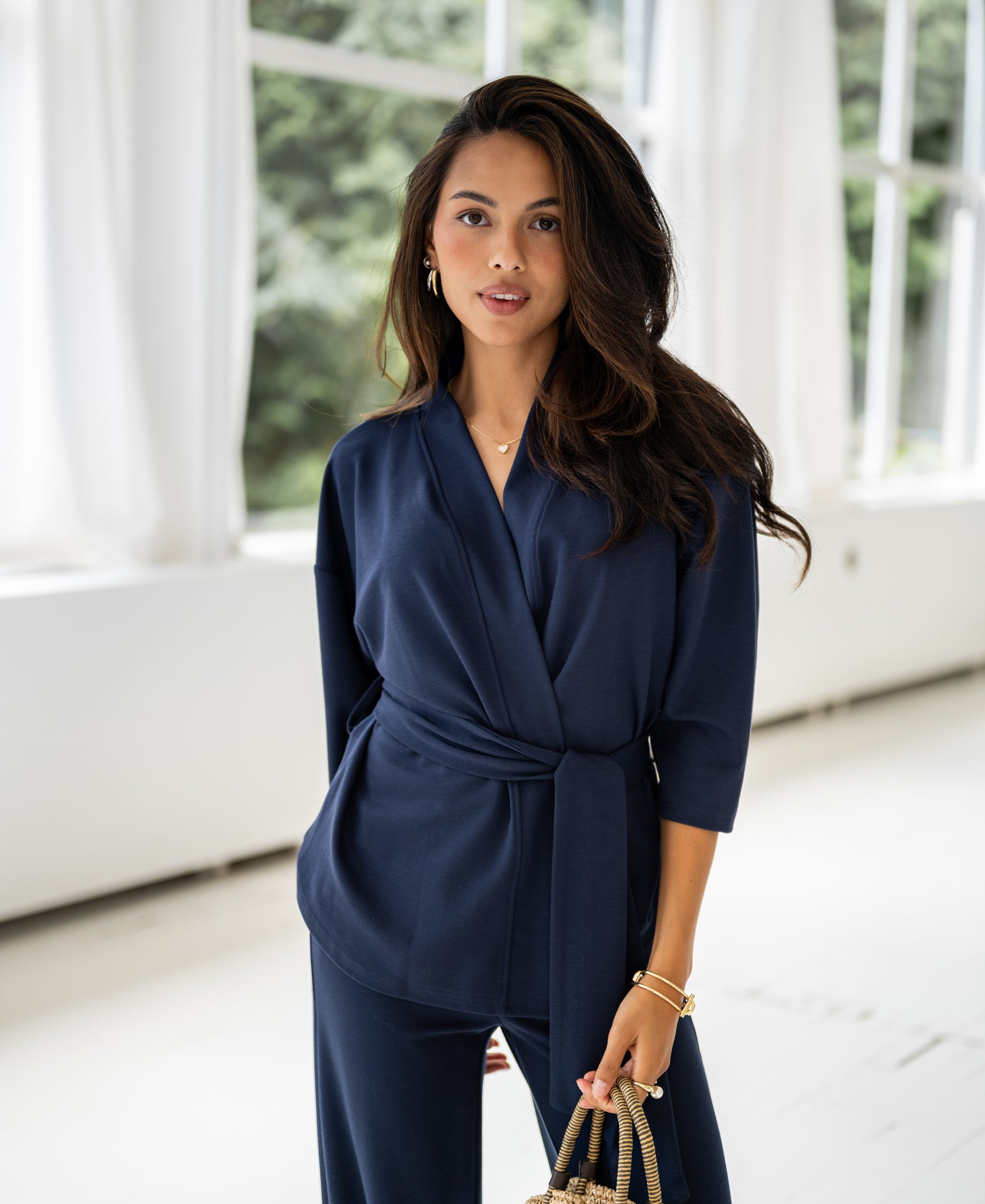 Kimono Wrap Cardigan LA TOKYO Navy