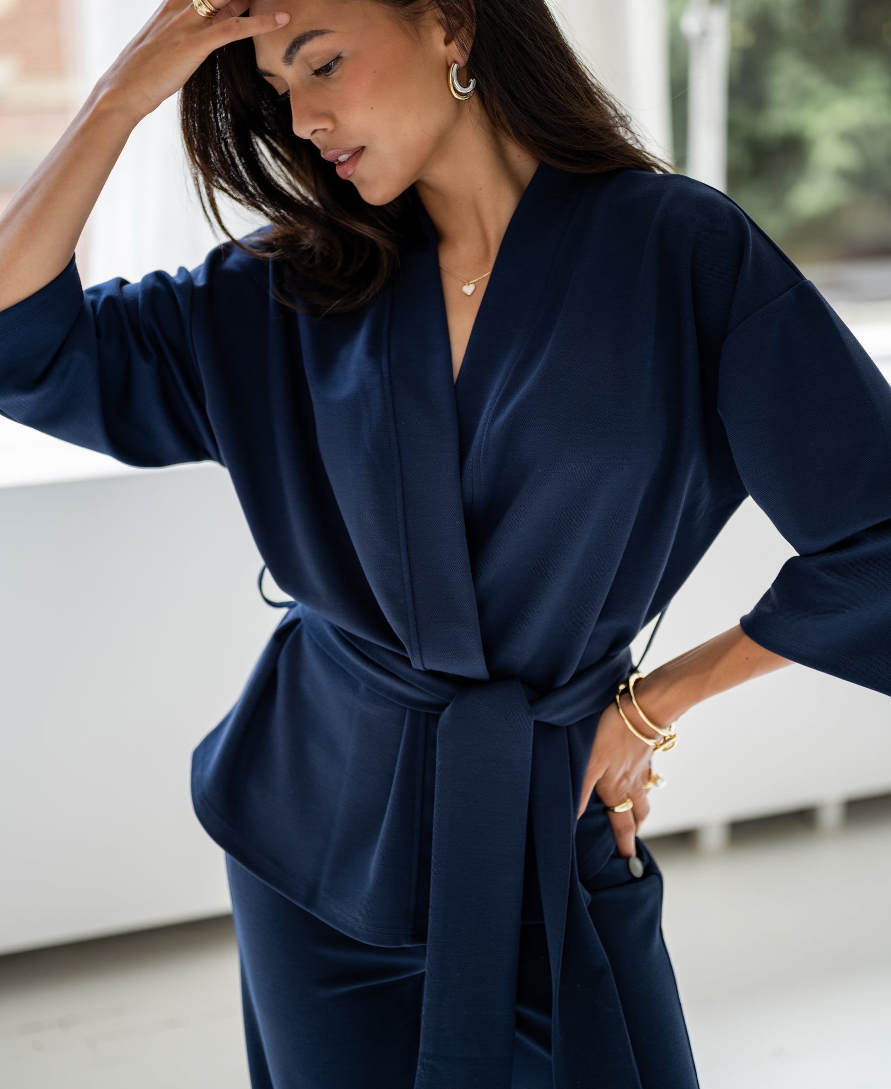 Kimono Wrap Cardigan LA TOKYO Navy