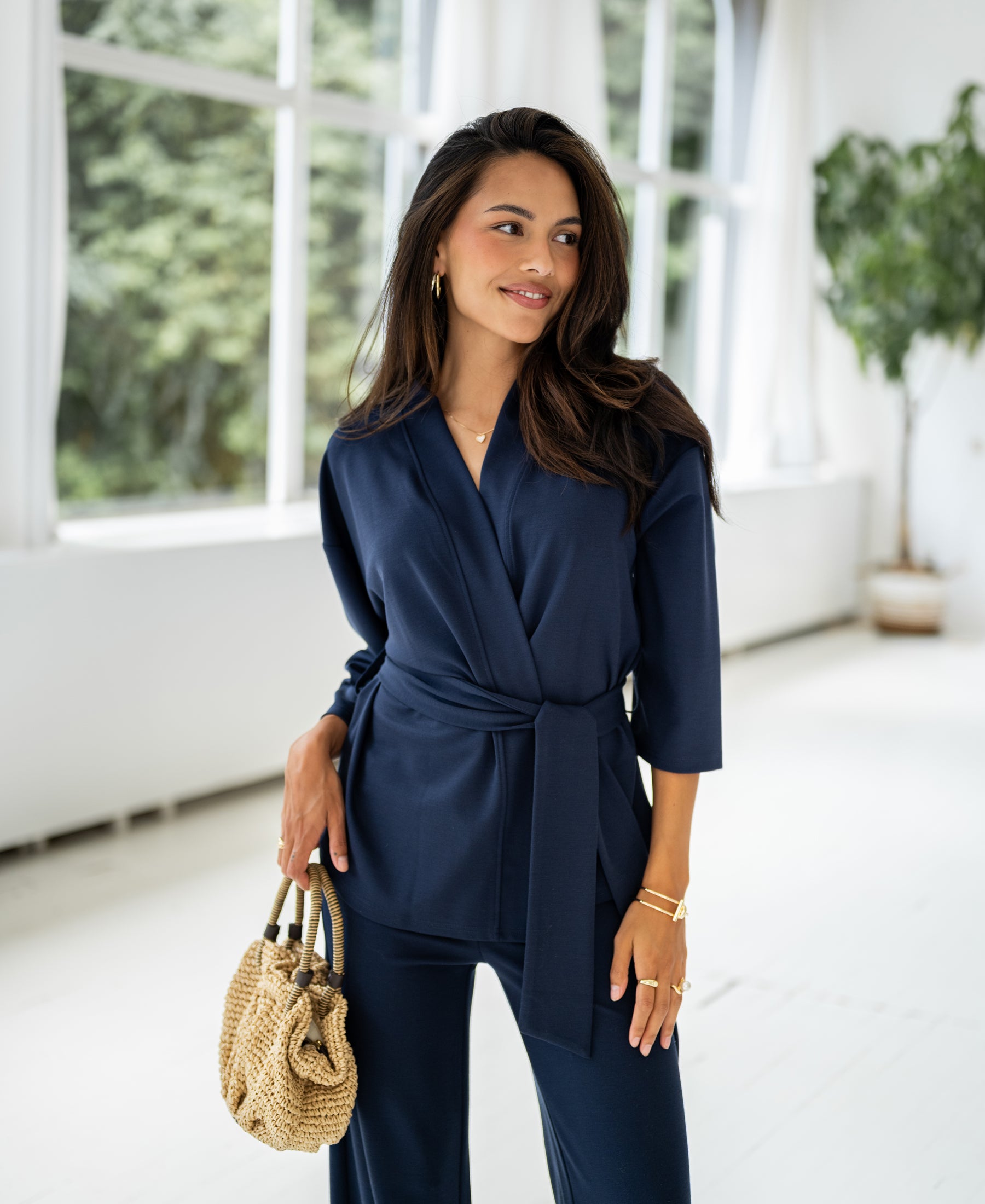 Kimono Wrap Cardigan LA TOKYO Navy