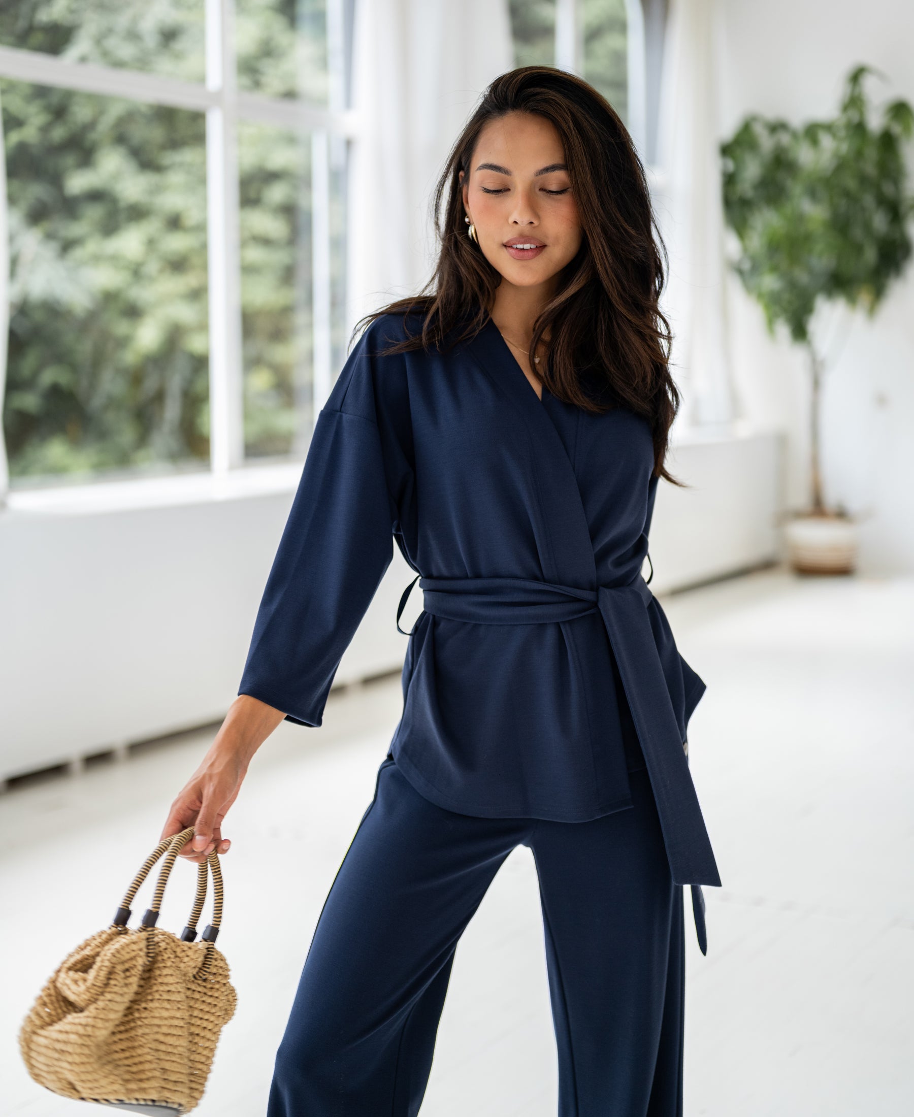 Kimono Wrap Cardigan LA TOKYO Navy