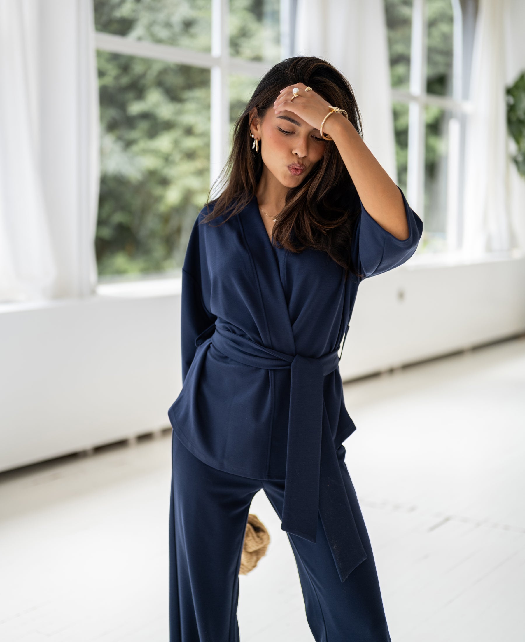 Kimono Wrap Cardigan LA TOKYO Navy