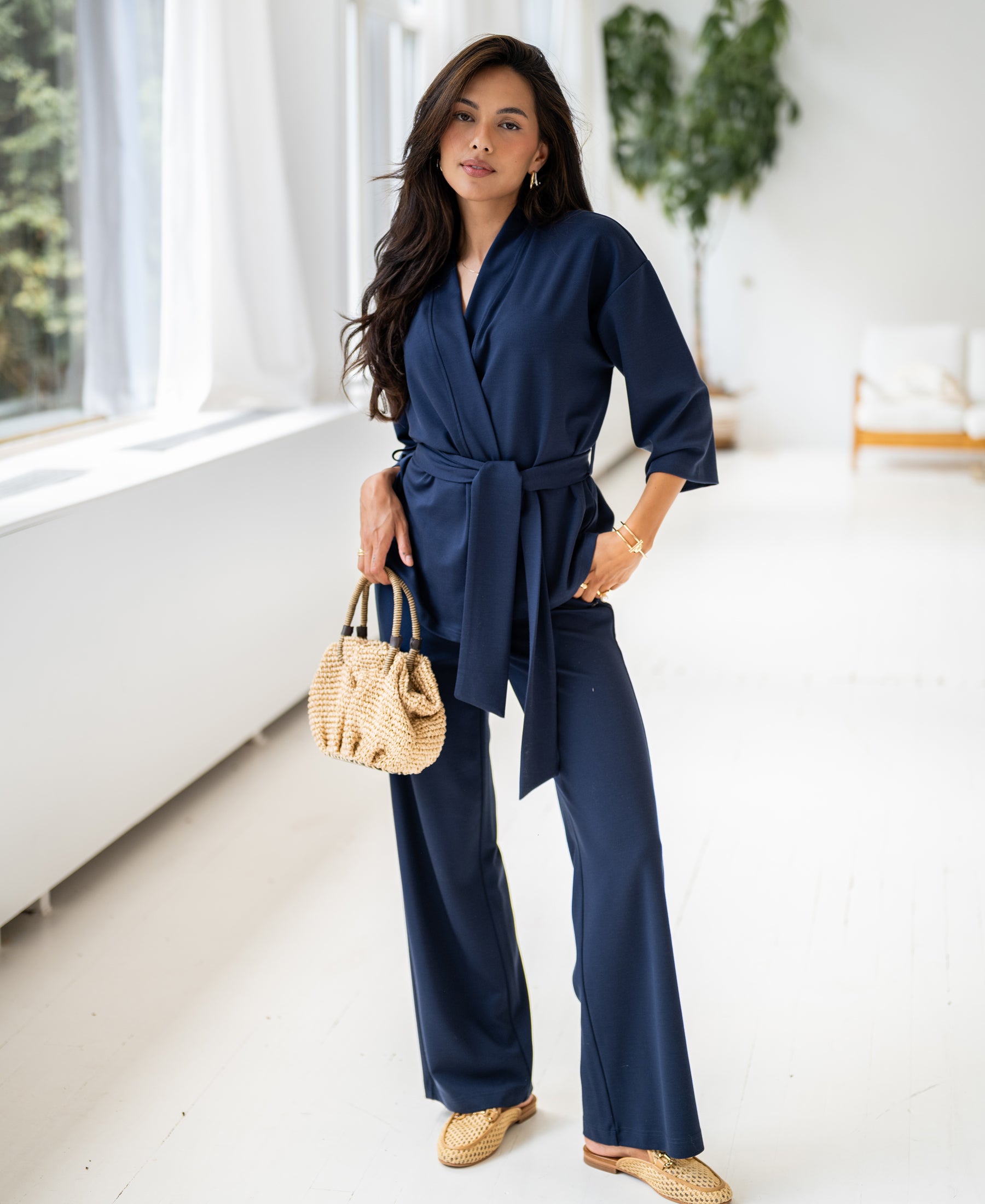 Kimono Wrap Cardigan LA TOKYO Navy