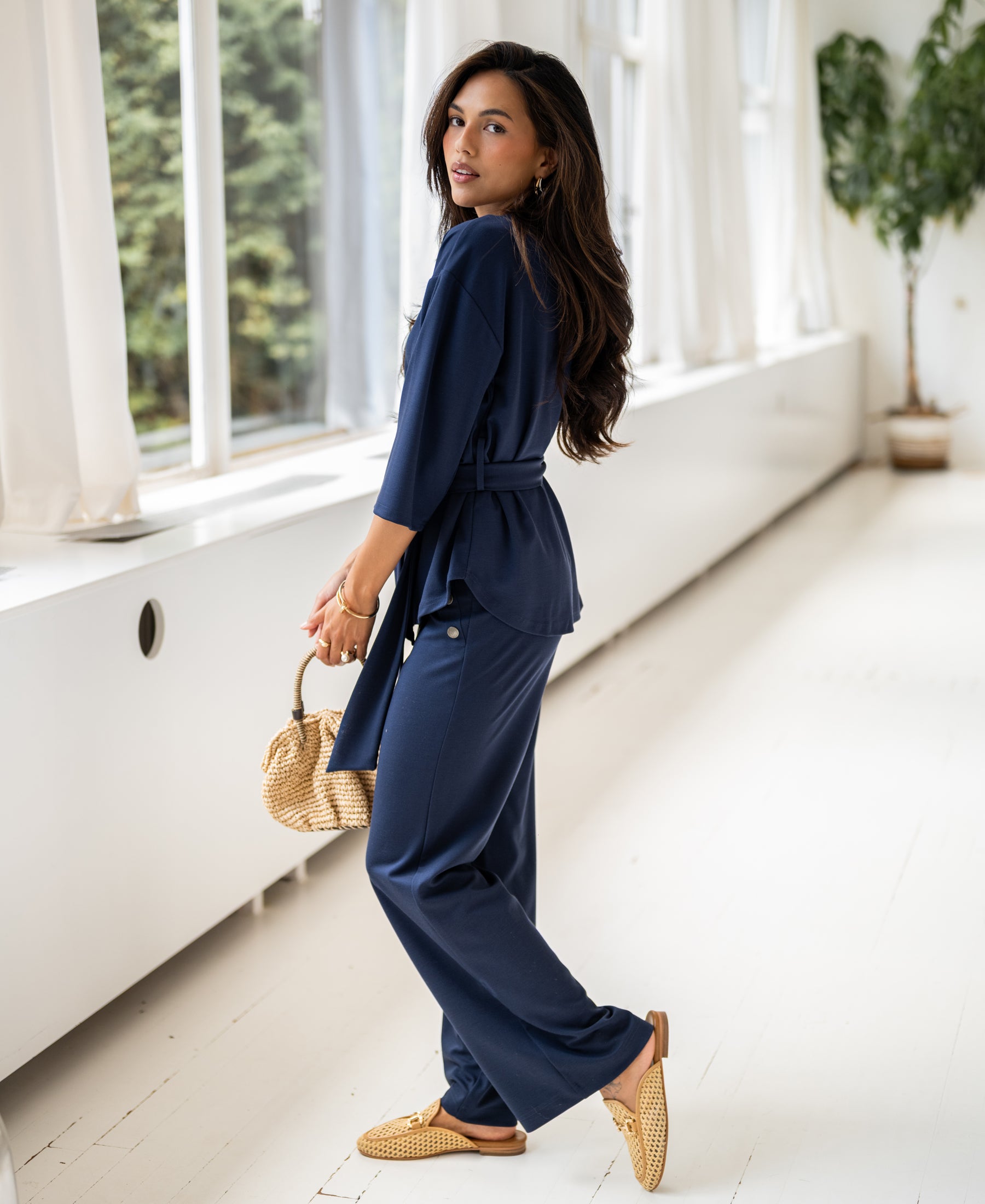 Kimono Wrap Cardigan LA TOKYO Navy