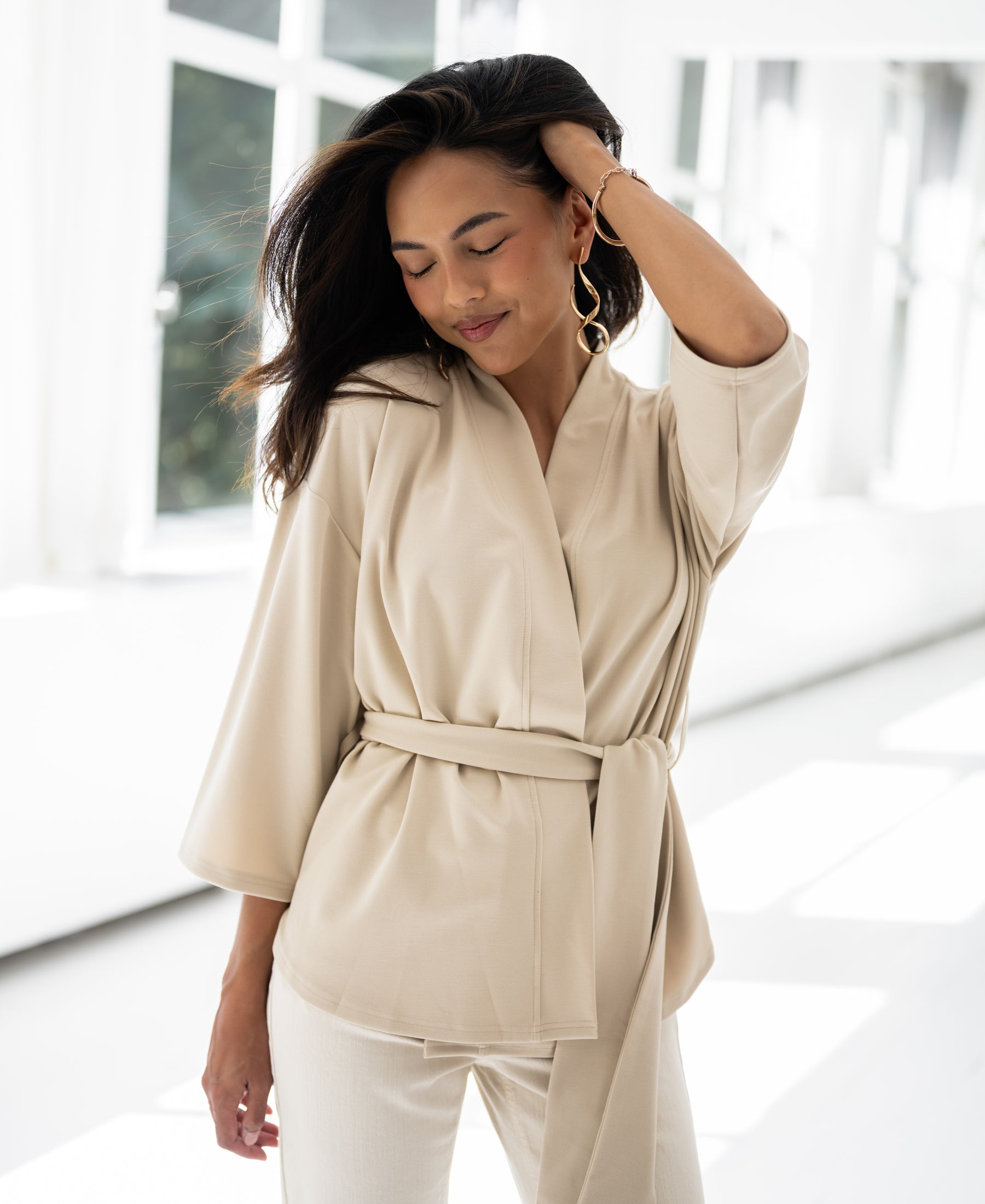 Kimono Wrap Cardigan LA TOKYO Sand