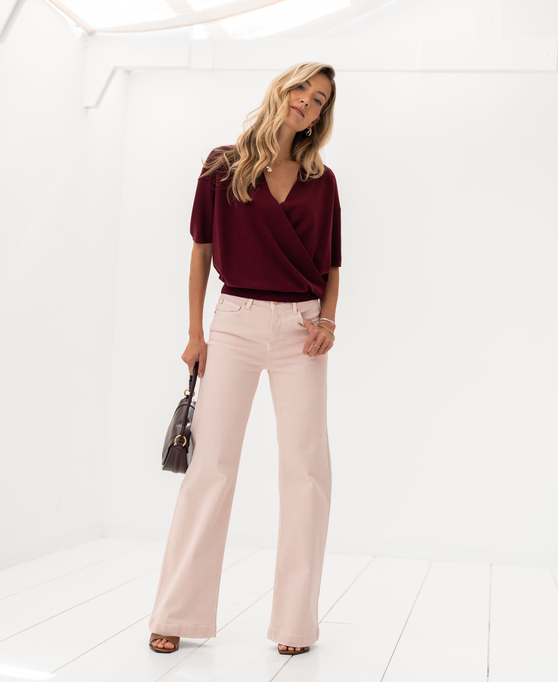 Wrap sweater LES TROIS Dark red