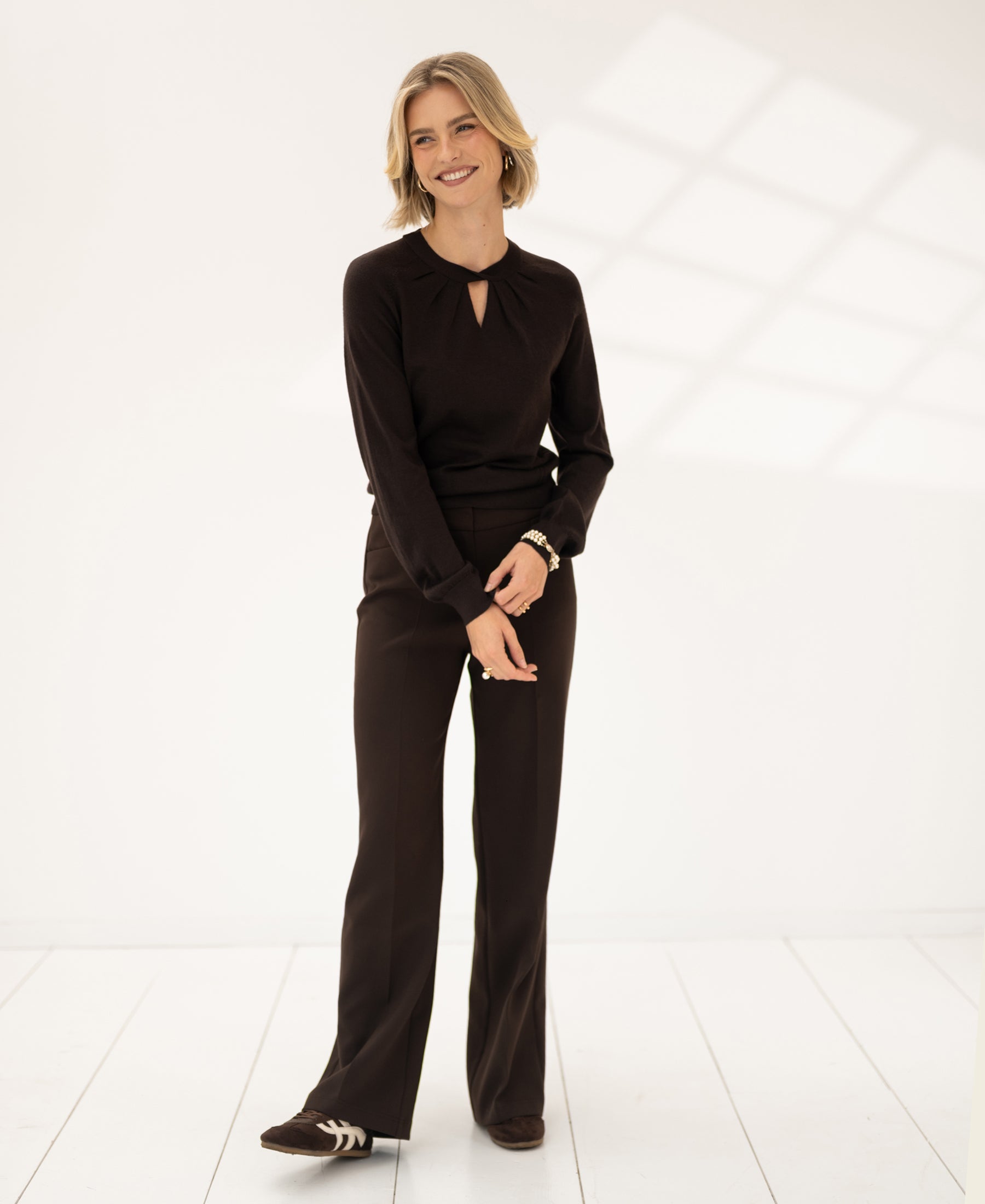 Merino wool sweater LA TWIST Pure choco