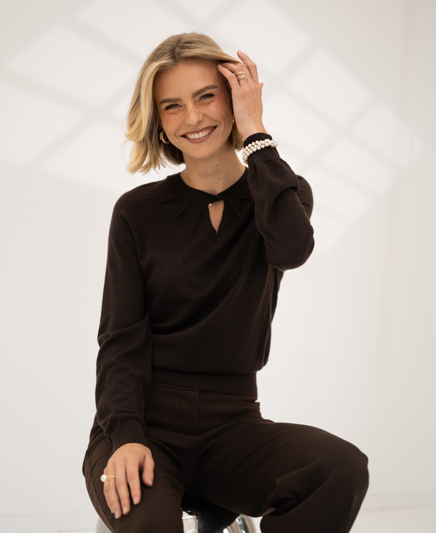 Merino wool sweater LA TWIST Pure choco