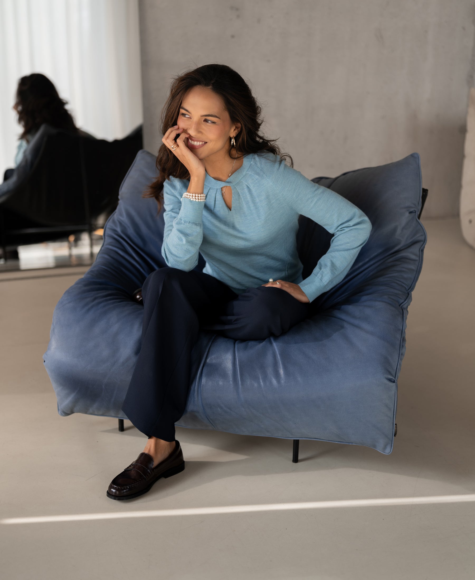 Pullover aus Merinowolle LA TWIST Nebelblau