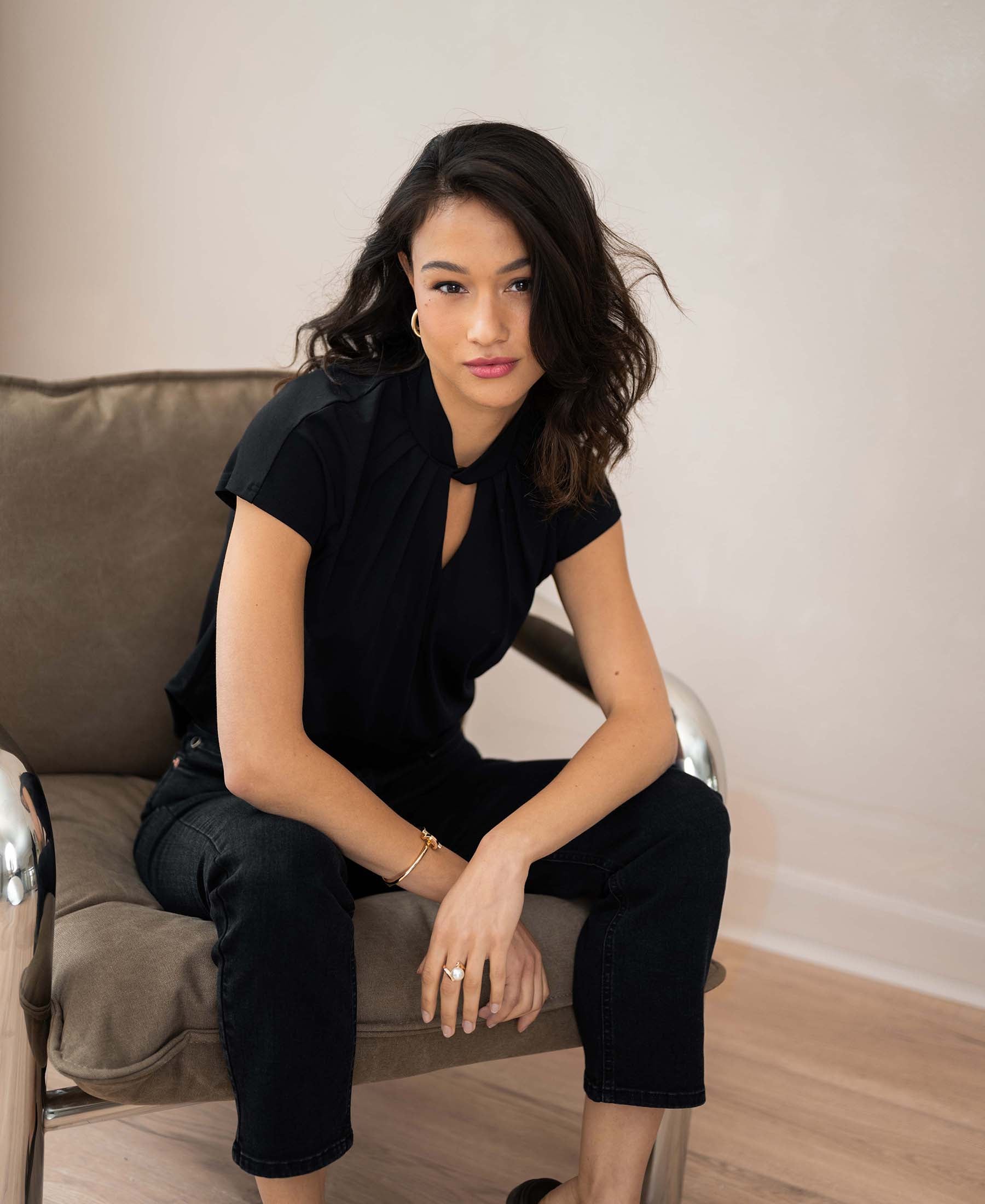 Blouse top LA VILOU Black