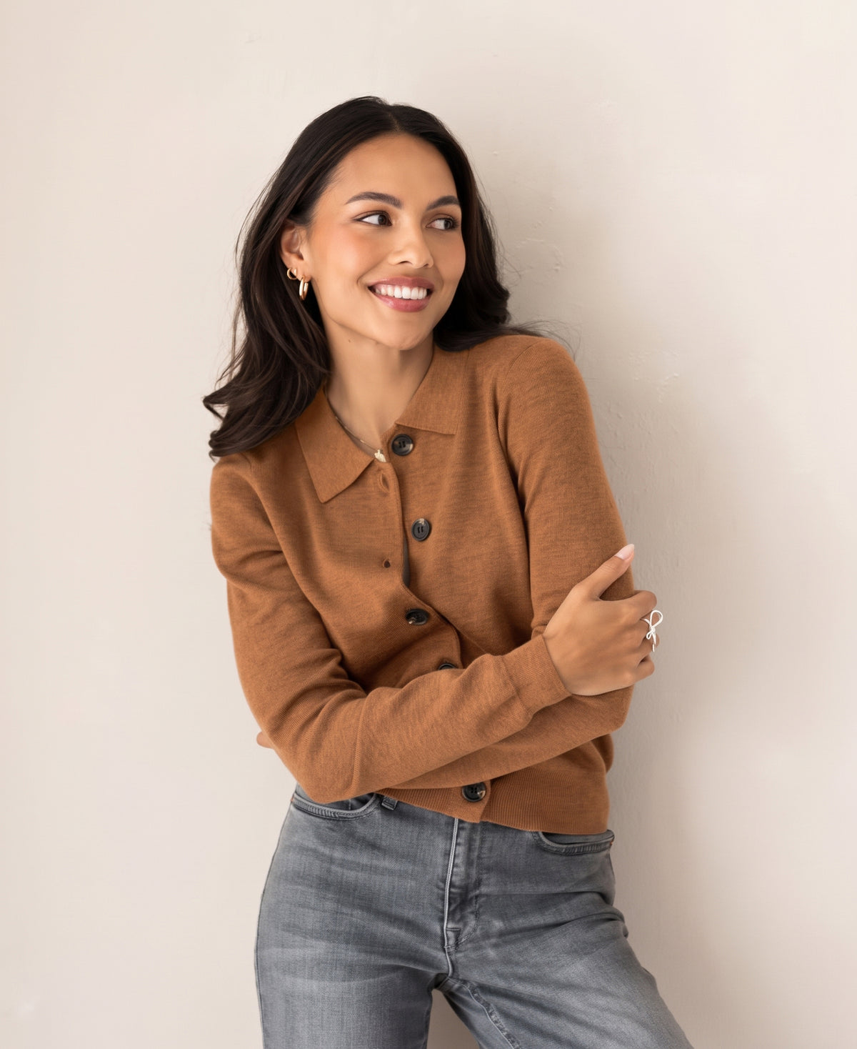 Polo collar cardigan LES VINGT Chai tea