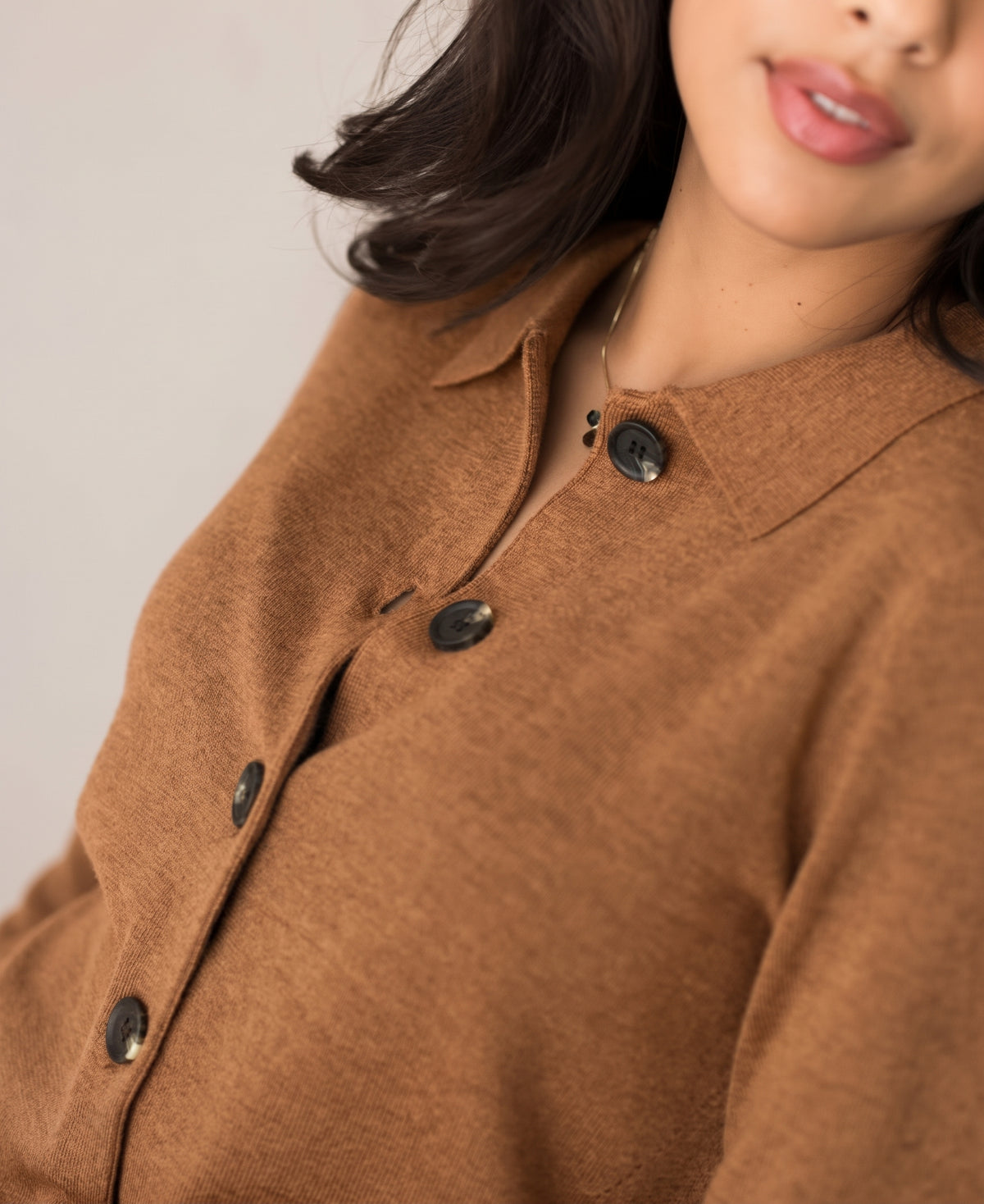 Polo collar cardigan LES VINGT Chai tea