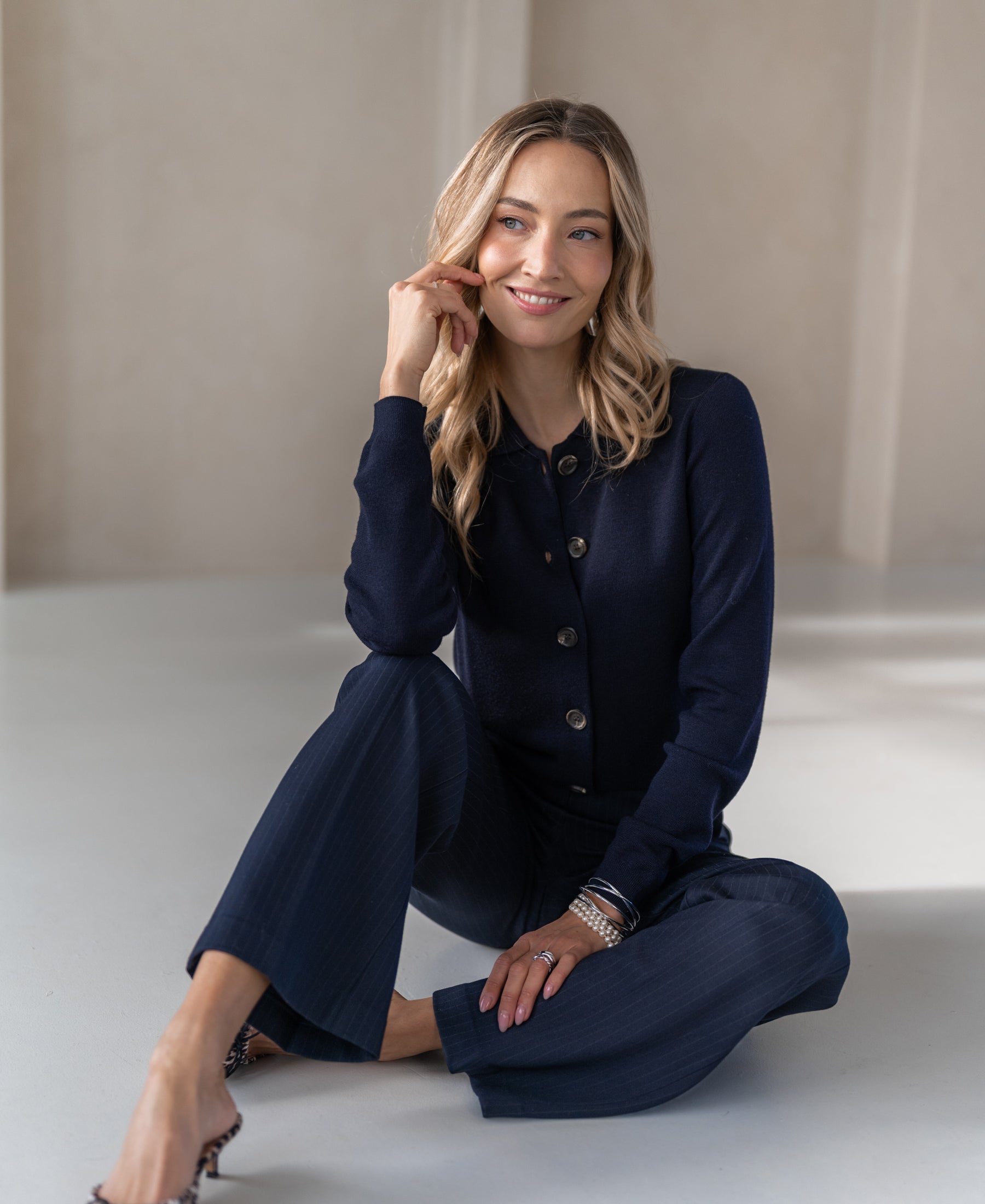 Polo collar cardigan LES VINGT Dark blue