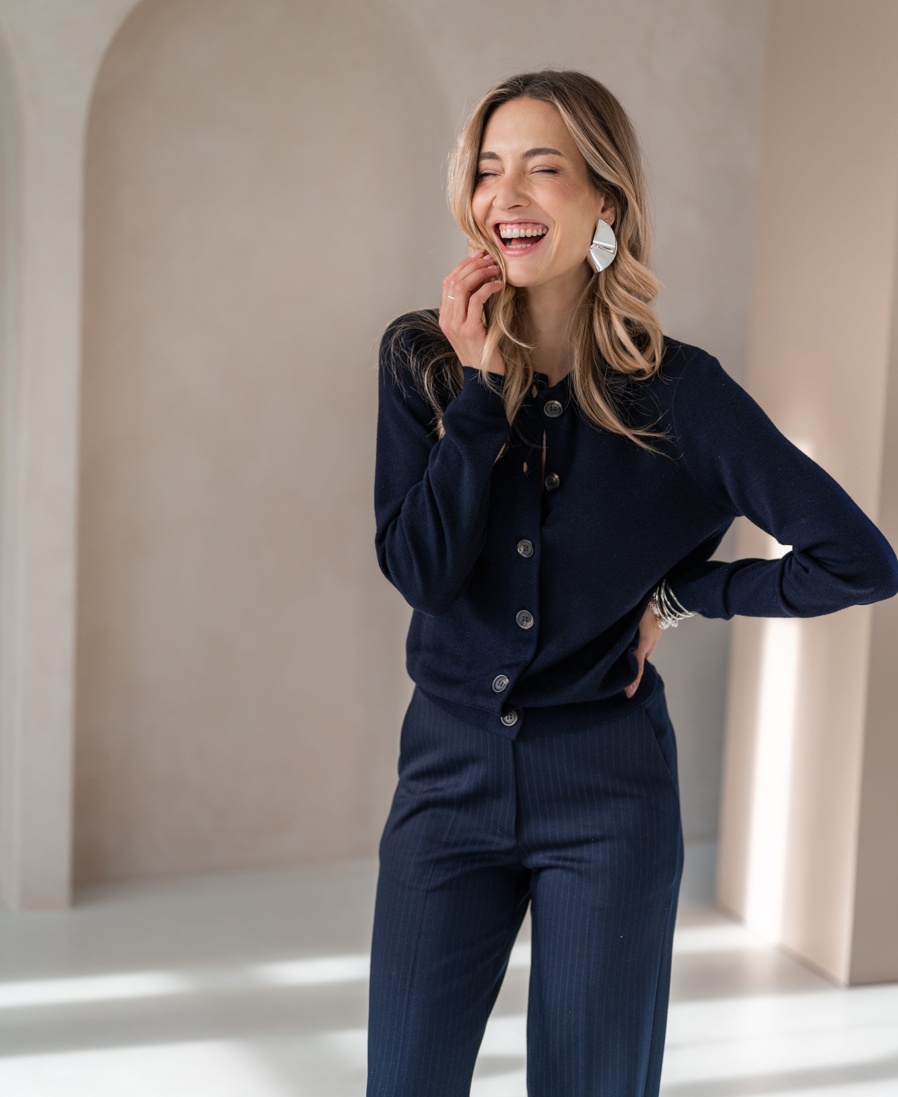 Polo collar cardigan LES VINGT Dark blue