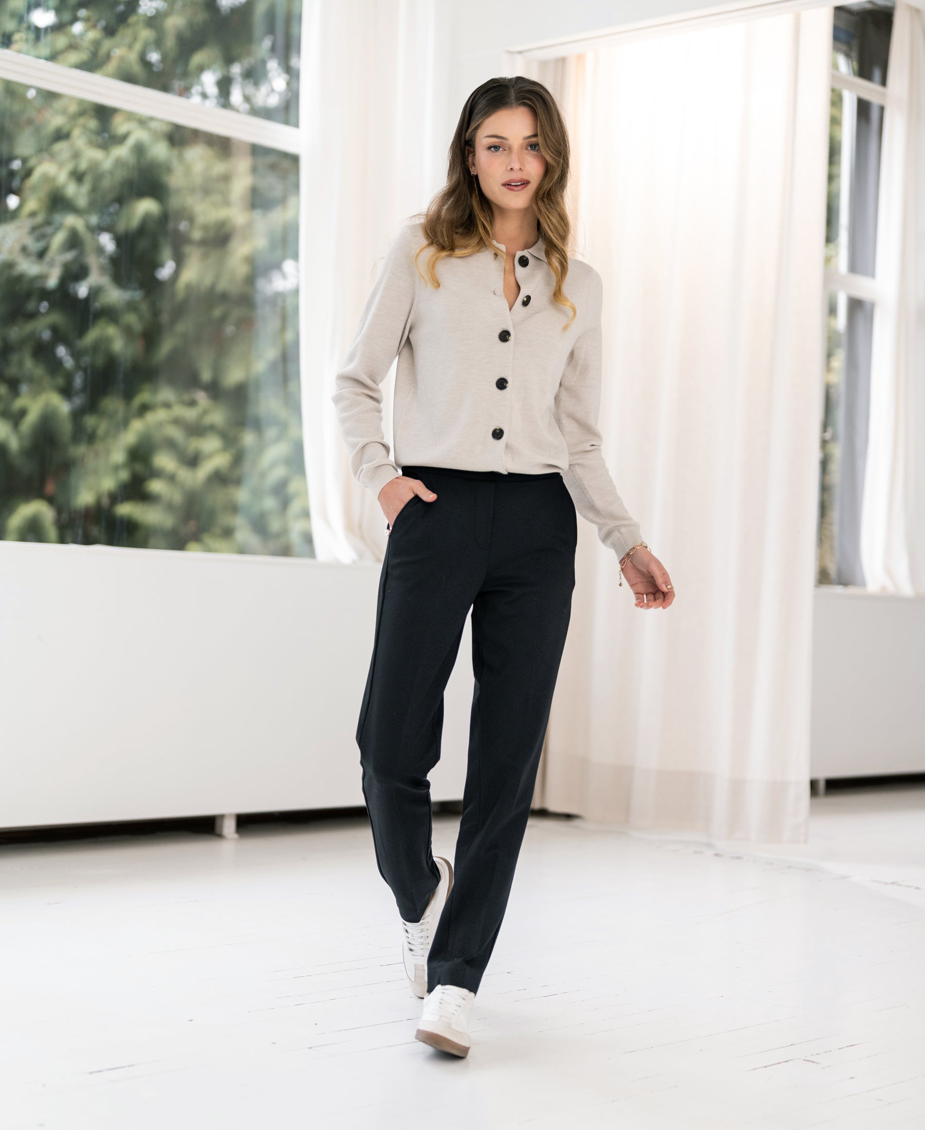 Polo collar cardigan LES VINGT Beige