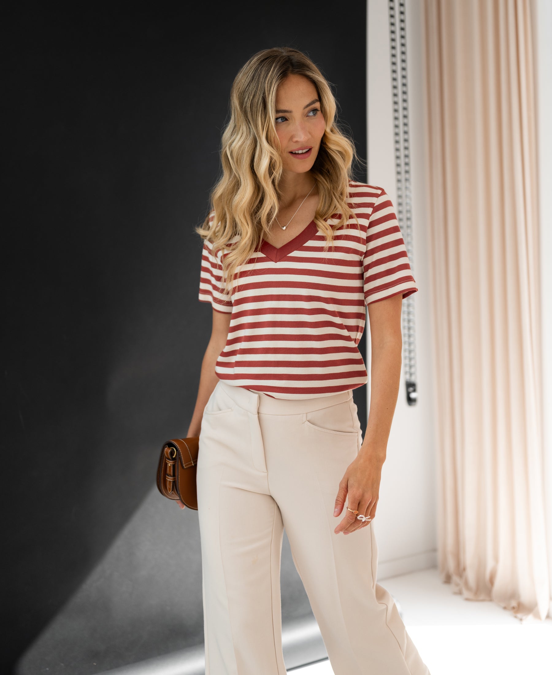 Streepjes T-shirt LA VIOLE Rosewood