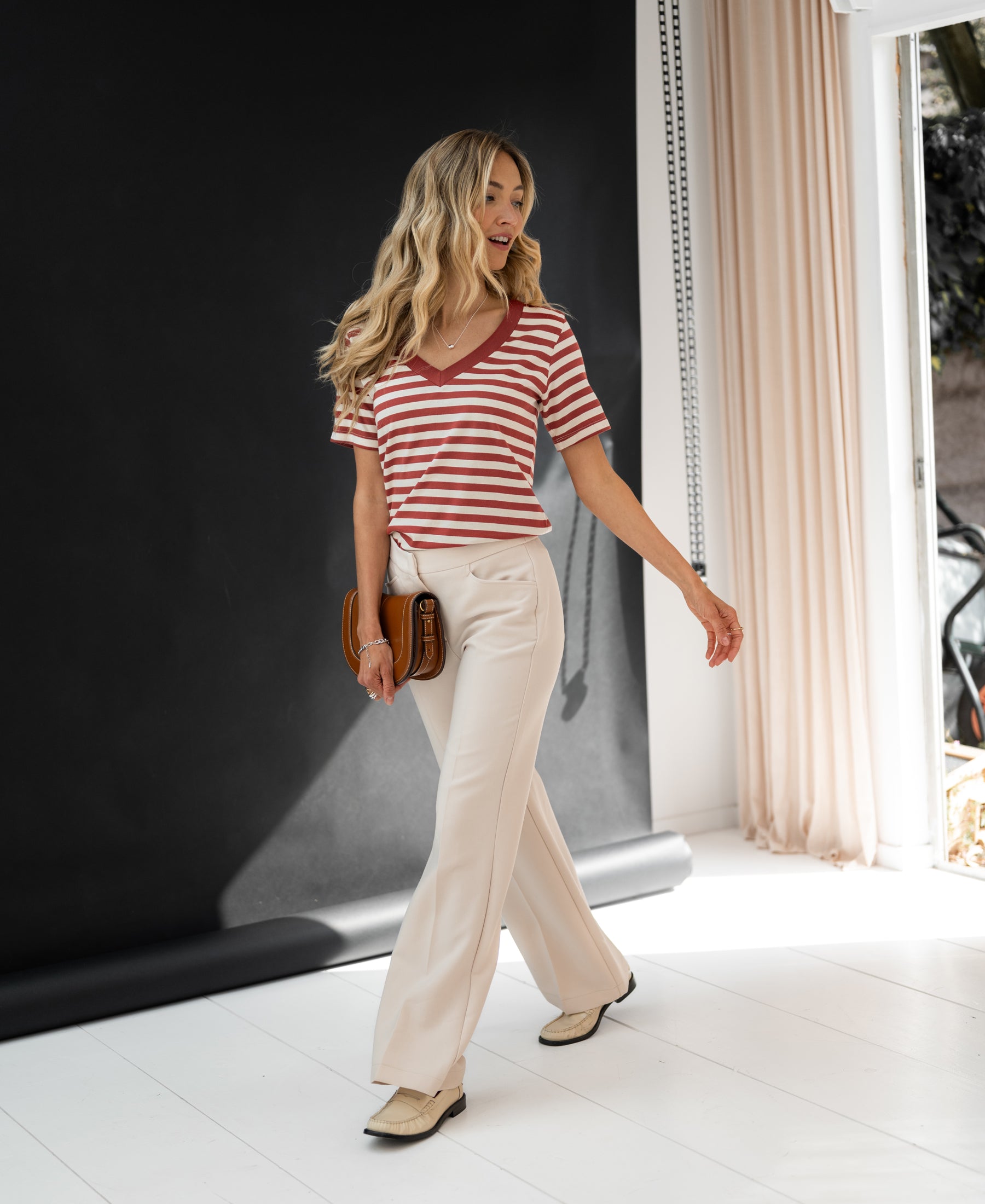 Streepjes T-shirt LA VIOLE Rosewood