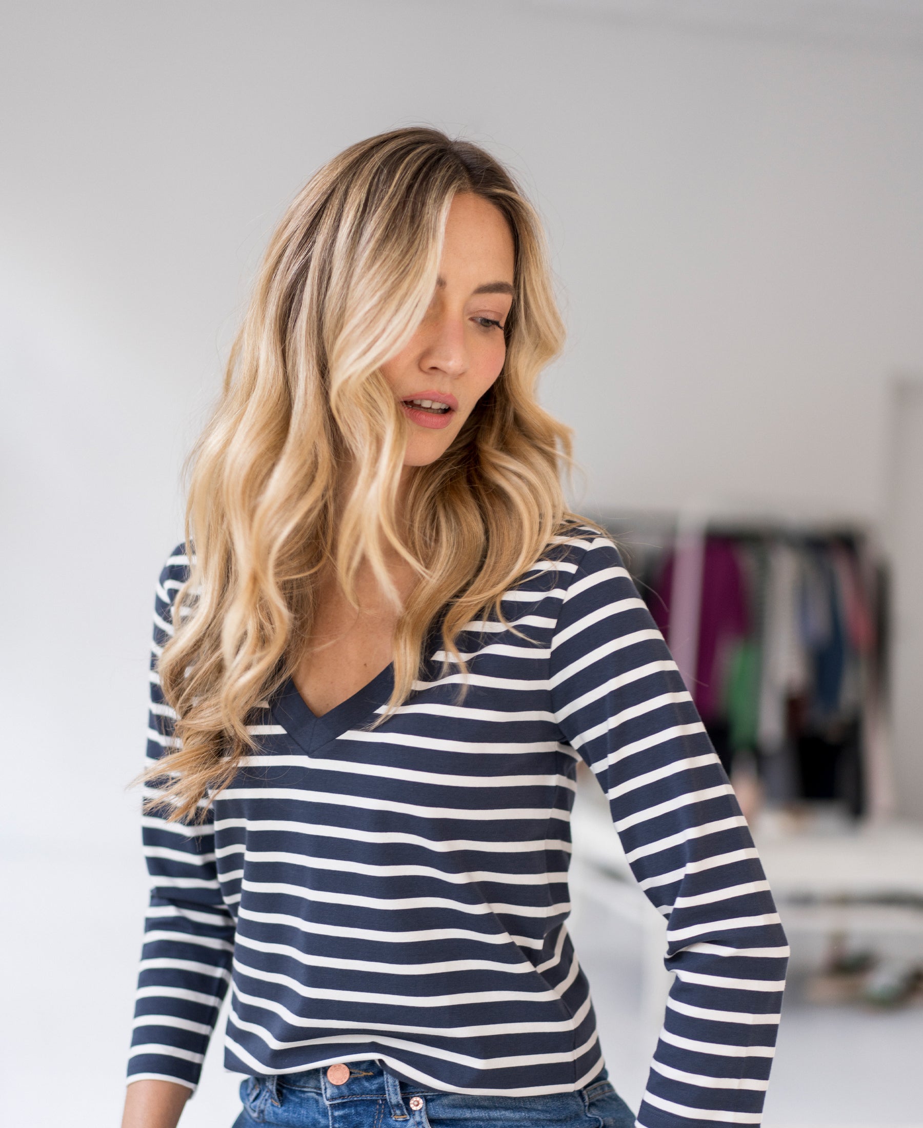 Striped T-shirt LA VIVIA Denim-ivory