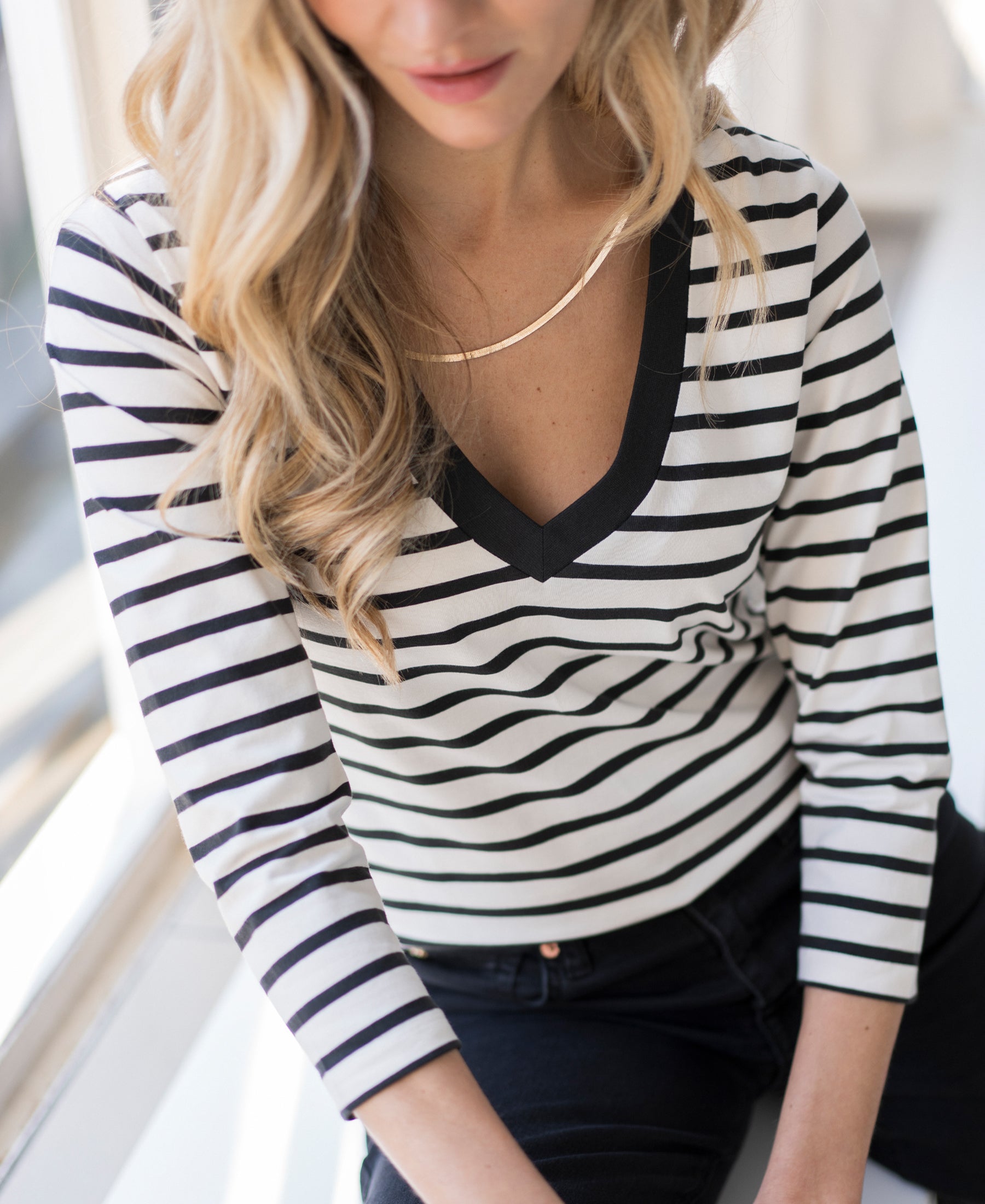 Striped T-shirt LA VIVIA Ivory-black