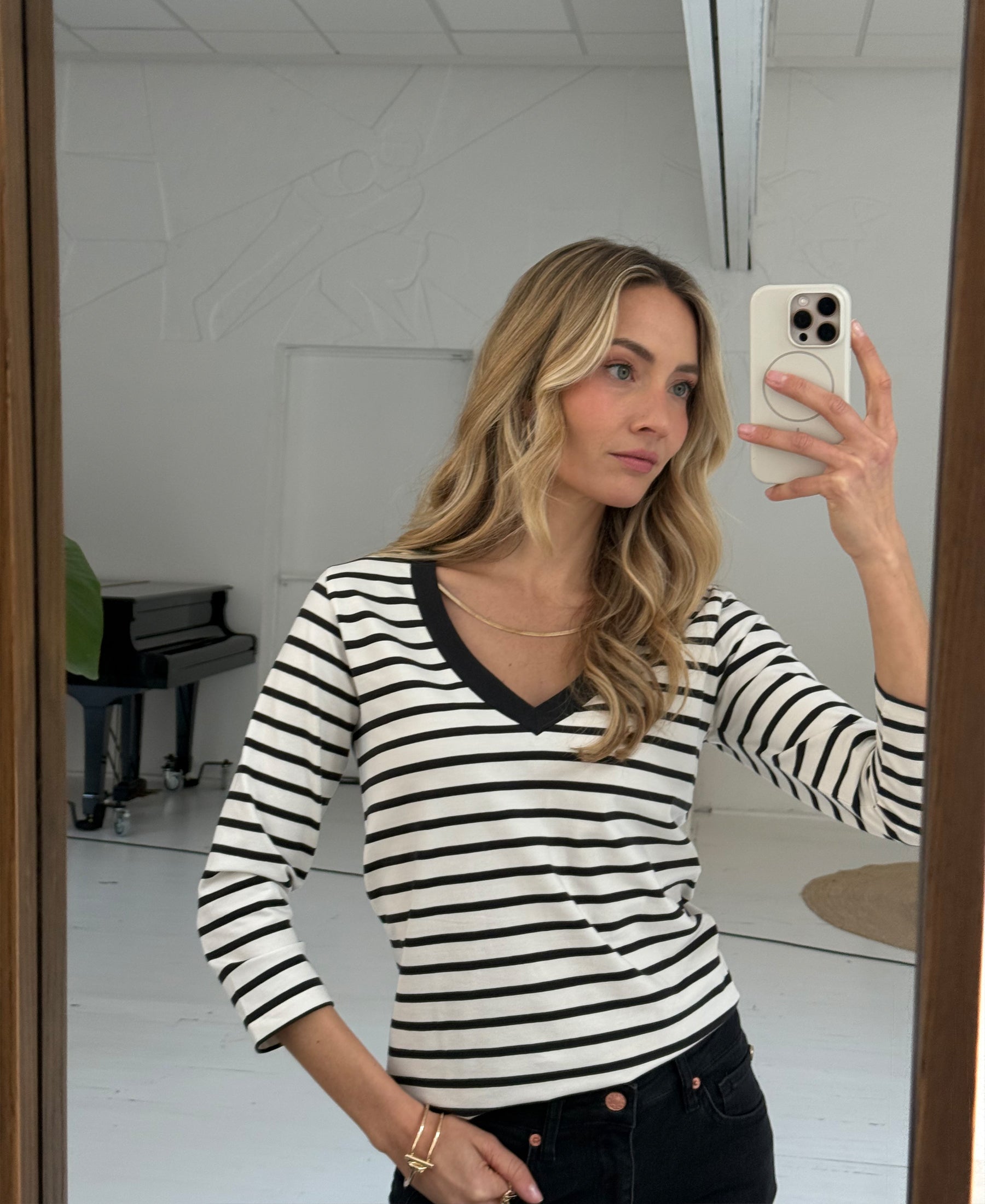 Striped T-shirt LA VIVIA Ivory-black