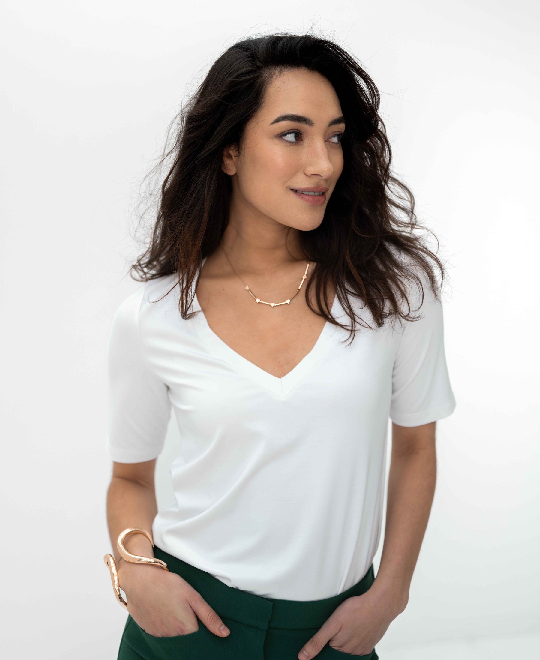 V-neck T-shirt LA VERONIQUE White