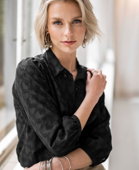 Broderie blouse LA ROSA Zwart